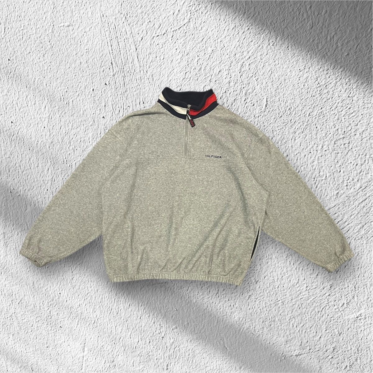 Tommy Hilfiger Vintage 90s Tommy Hilfiger Gray Fleece Quarter Zip XL Size US XL / EU 56 / 4 - 1 Thumbnail