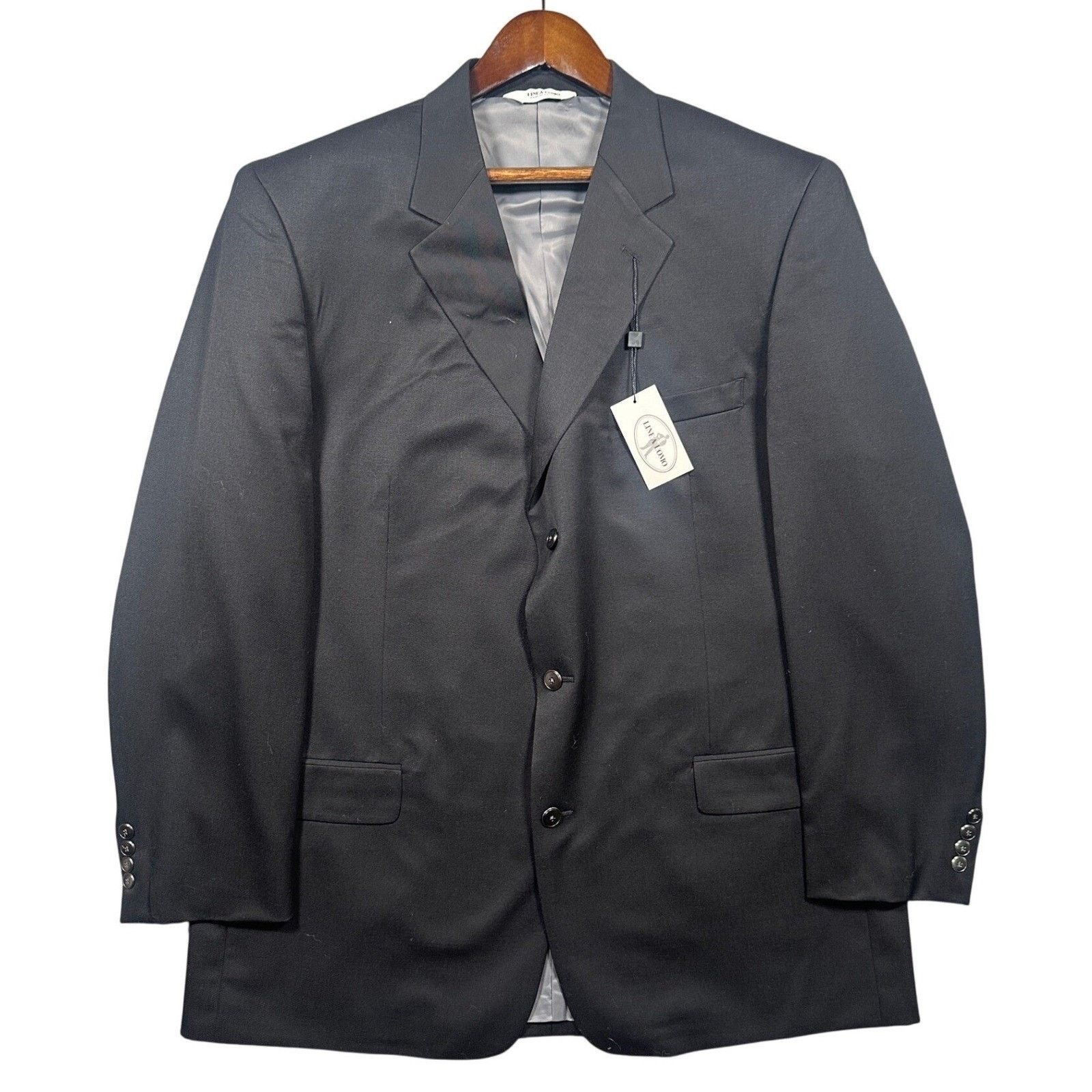 Linea Linea Uomo Blazer Mens 48XL Black NWT Wool Suit Jacket Size 48L - 1 Thumbnail