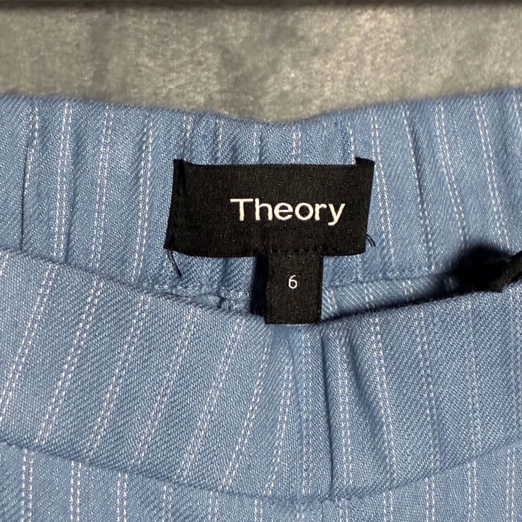 Theory Theory Linen Blend Basic Pull On Ankle Pant Womens 6 Blue Pinstripe Size 28" / US 6 / IT 42 - 6 Thumbnail