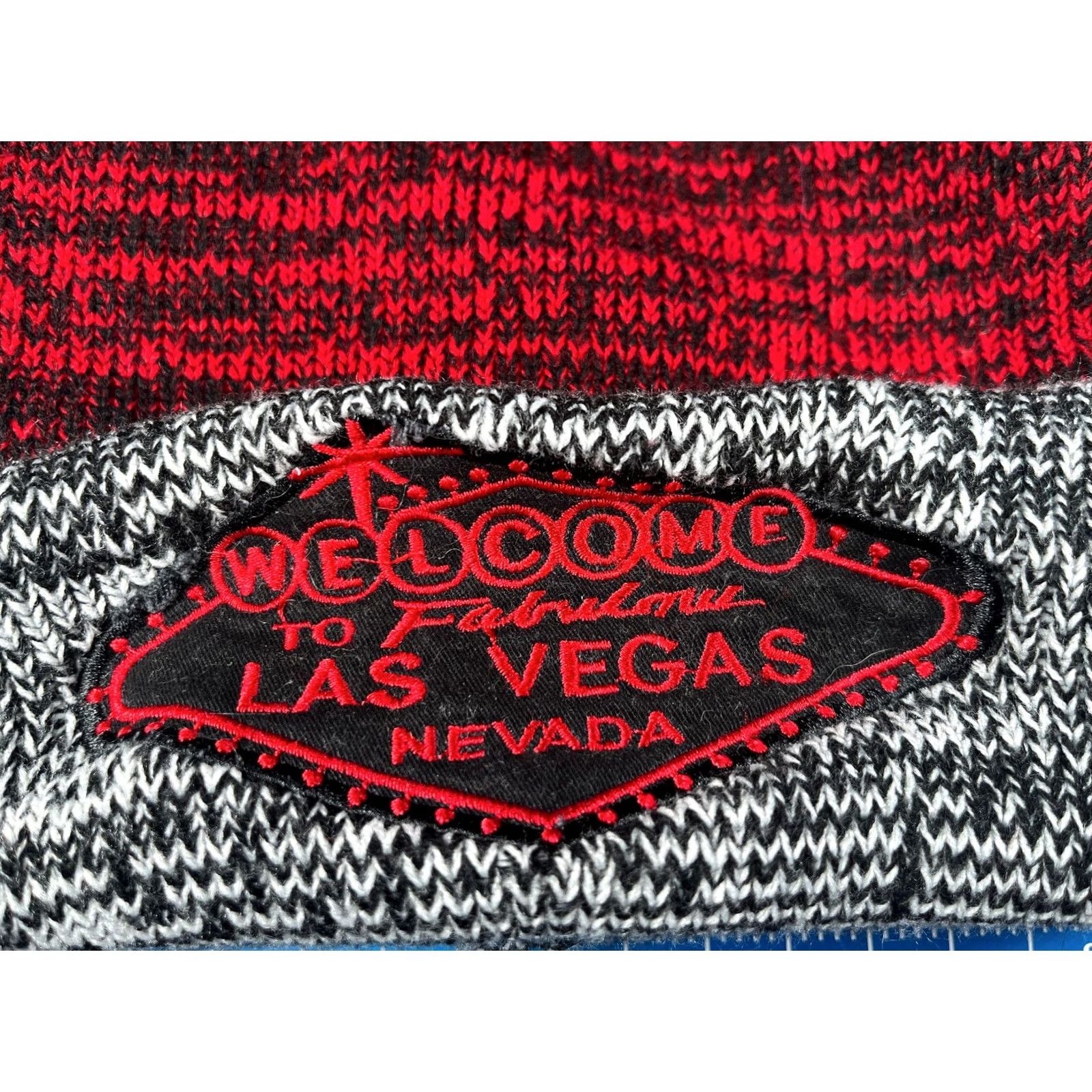 Vintage VINTAGE Welcome Fabulous Las Vegas Beanie Toque Adult One Size Red Knit Acrylic Pom Hat Size ONE SIZE - 2 Thumbnail