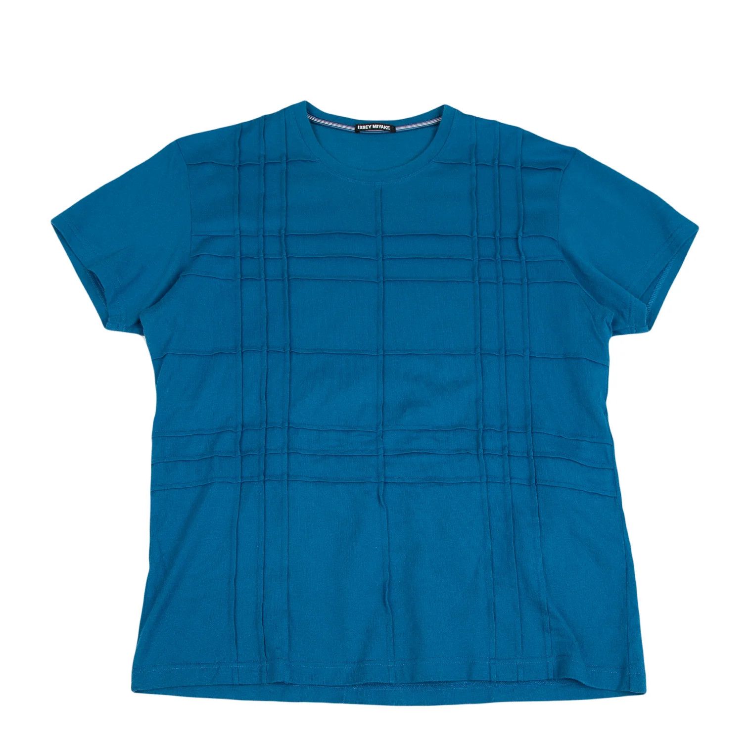 Issey Miyake Front-Grid Pintucked T-Shirt in Blue 4 Size US XL / EU 56 / 4 - 1 Thumbnail