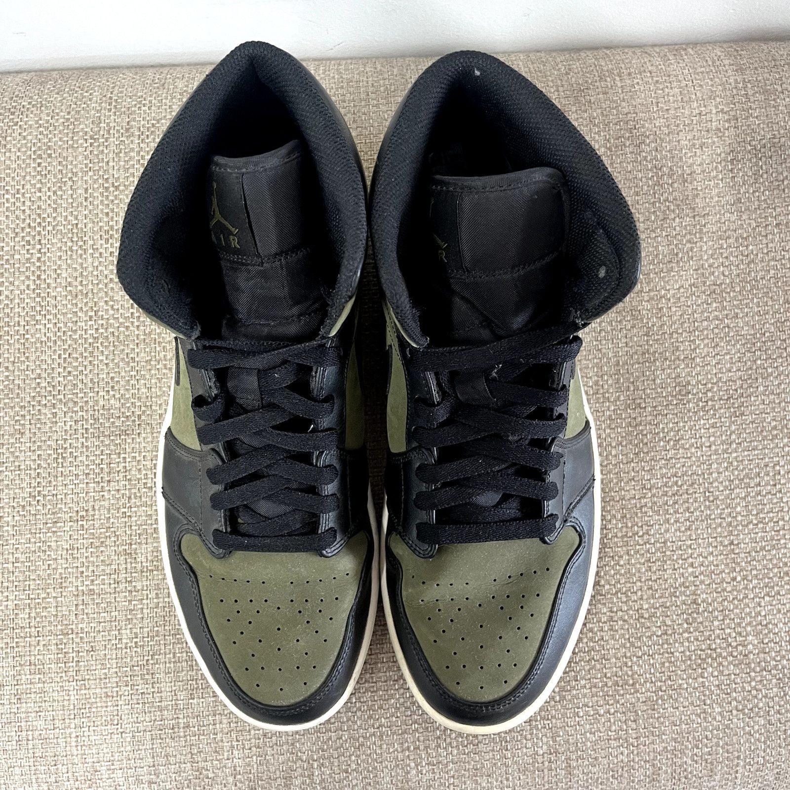 Jordan Brand Air Jordan 1 Mid Olive Canvas Size 11M/ Preowned No Box i Size US 11 / EU 44 - 6 Thumbnail