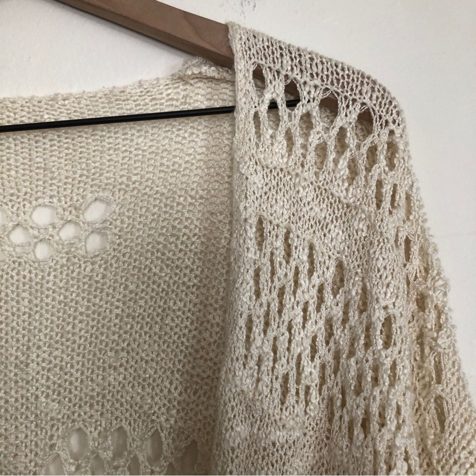 Other Cozy Knit Cream Color Open Front Cardigan Sweater Size M / US 6-8 / IT 42-44 - 3 Thumbnail