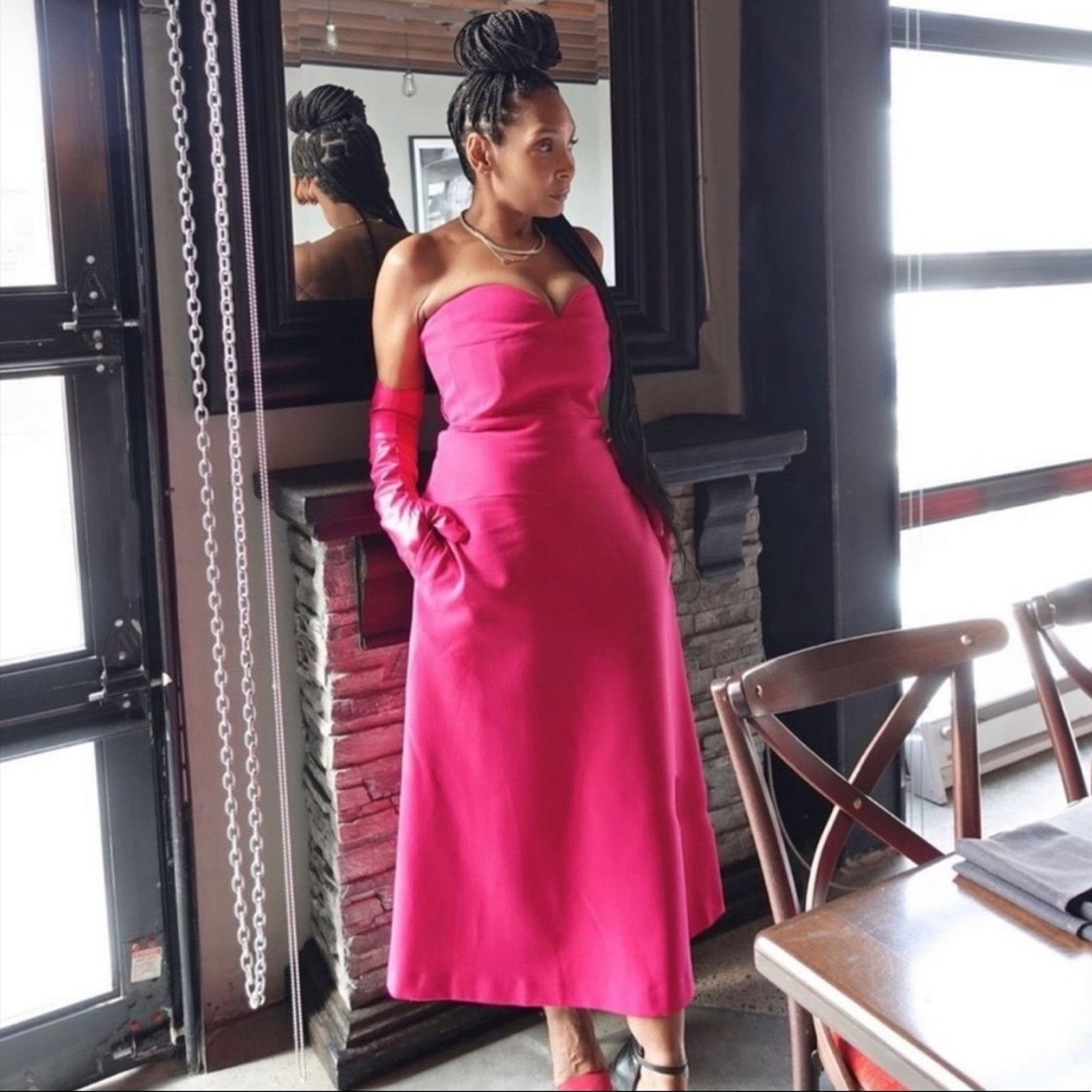 Zara ZARA BLOGGER FAVORITE BUSTIER MIDI DRESS FUCHSIA Size XS / US 0-2 / IT 36-38 - 6 Thumbnail