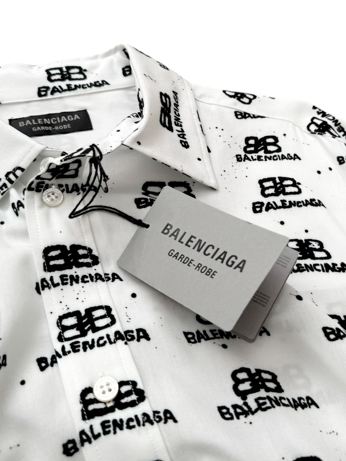 Balenciaga Garde Robe Allover Ink Logo Viscose Shirt Size US M / EU 48-50 / 2 - 2 Thumbnail