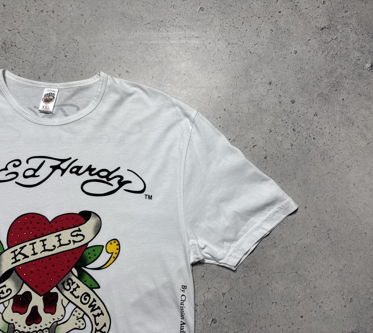 Ed Hardy Ed Hardy By Christian Audigier Vintage White T-Shirt Size US L / EU 52-54 / 3 - 2 Thumbnail