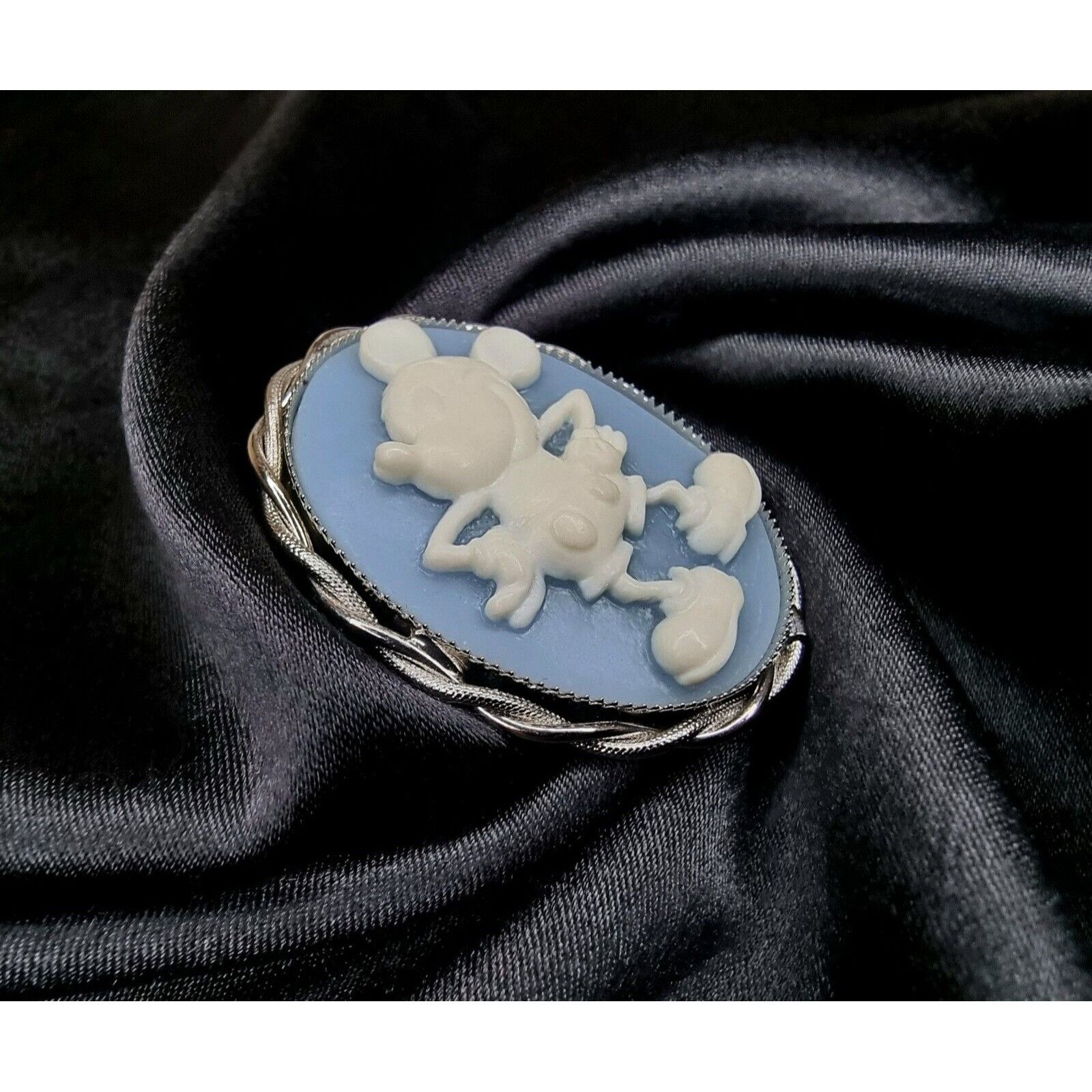 Disney Rare Find Disney Mickey Mouse Blue Cameo Silver Tone Brooch Size ONE SIZE - 3 Thumbnail