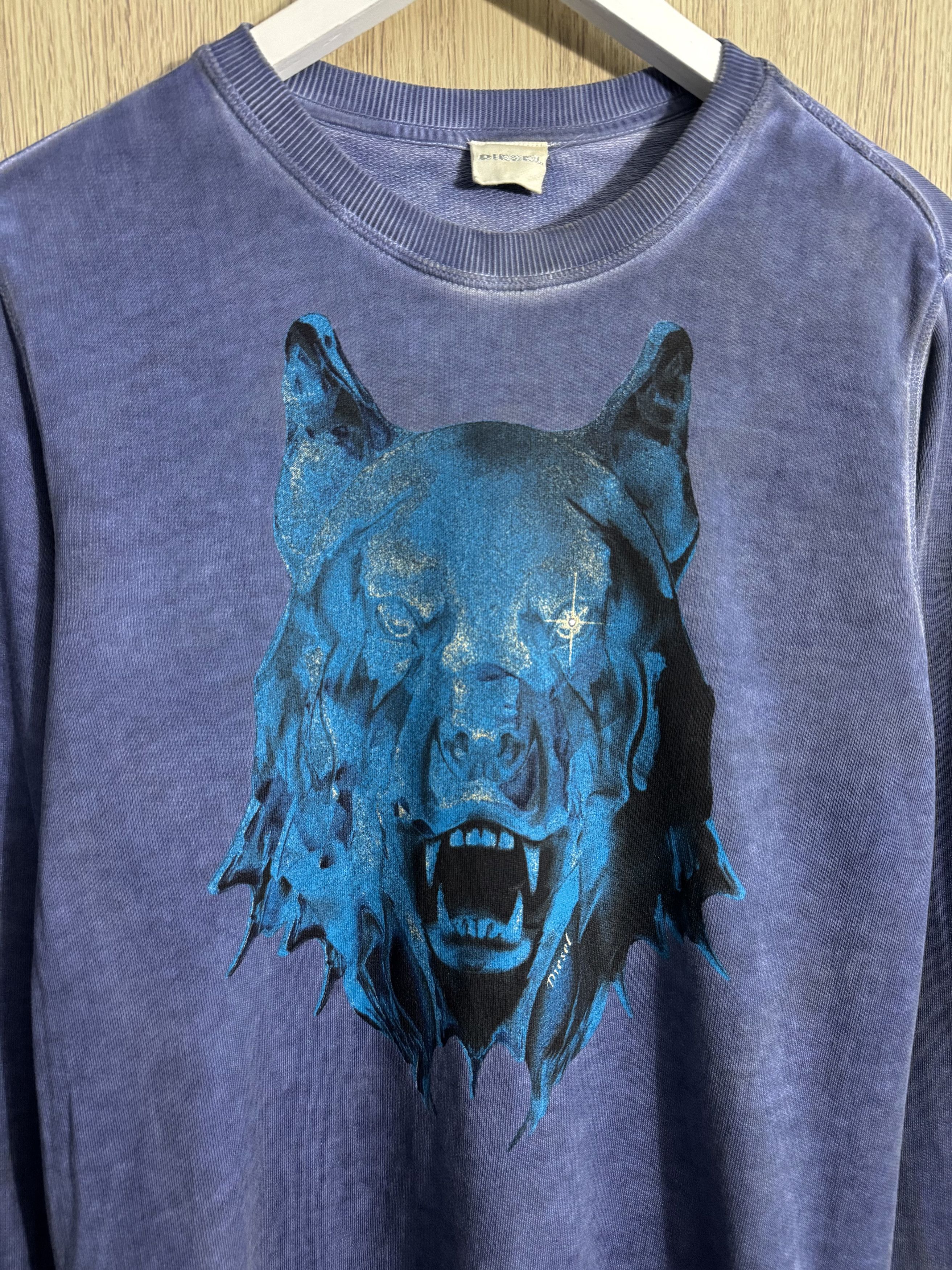 Diesel Vintage Diesel Wolf Logo Washed Faded Sweatshirt Size US M / EU 48-50 / 2 - 4 Thumbnail