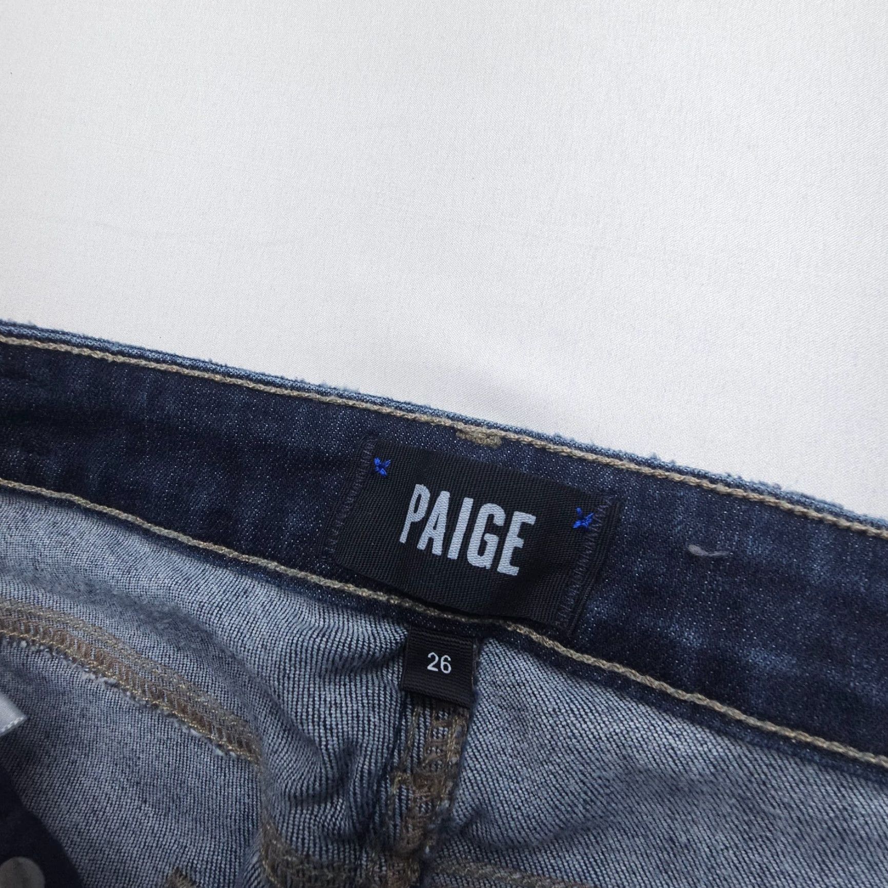 Paige Paige Colette Crop Flare Jeans Size 26 Dark Wash Stretch Denim Blue Raw Hem Mid Size 26" / US 2 / IT 38 - 4 Thumbnail