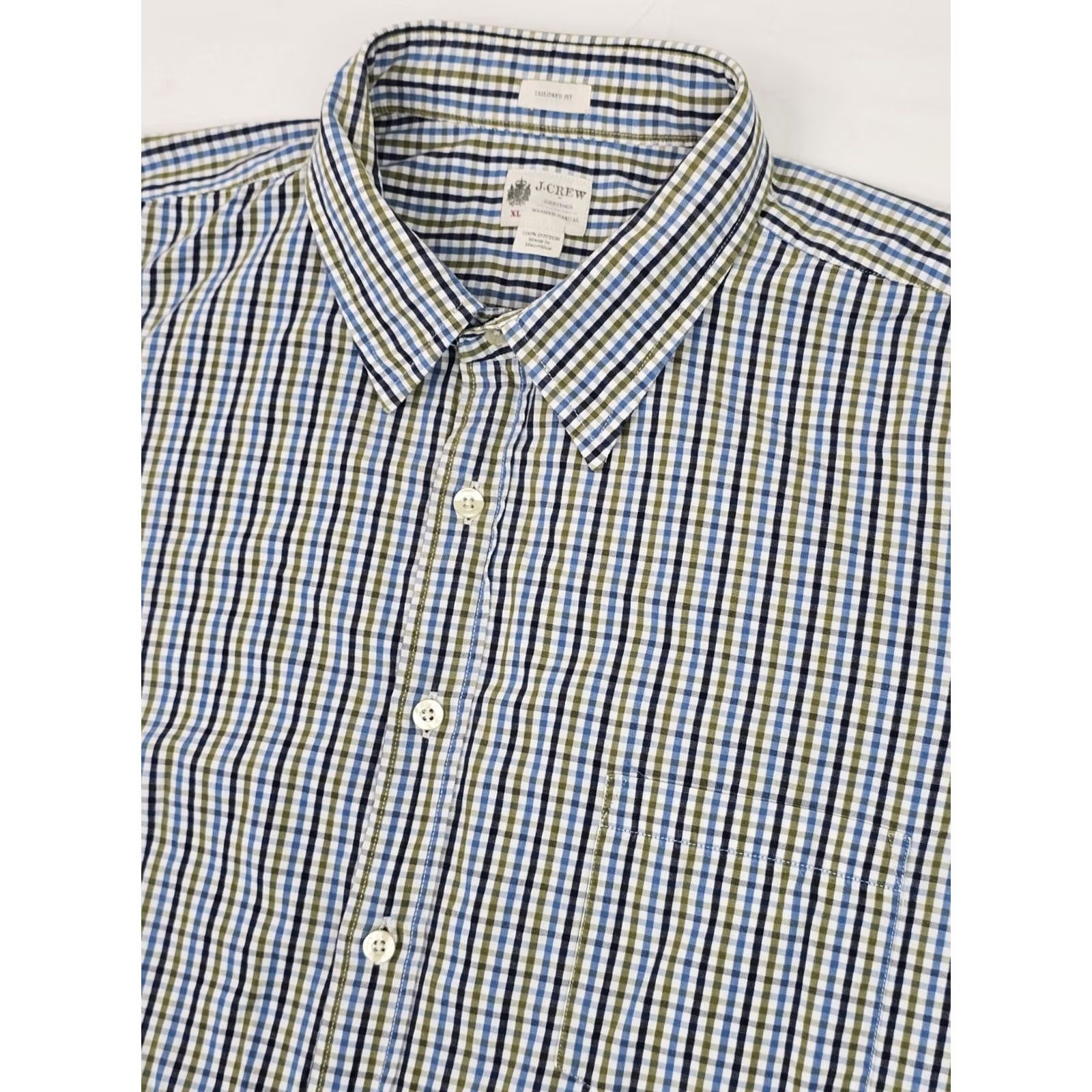 J.Crew J.CREW Tailor Fit Button-Up Shirt Multicolor Blue Green Checked Gingham Casual Men XL Size US XL / EU 56 / 4 - 3 Thumbnail