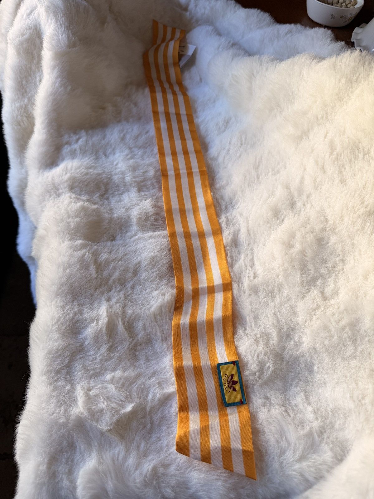 Adidas × Gucci Gucci x Adidas Orange Silk Scarf Rare Trefoil Logo NWT Size ONE SIZE - 5 Thumbnail
