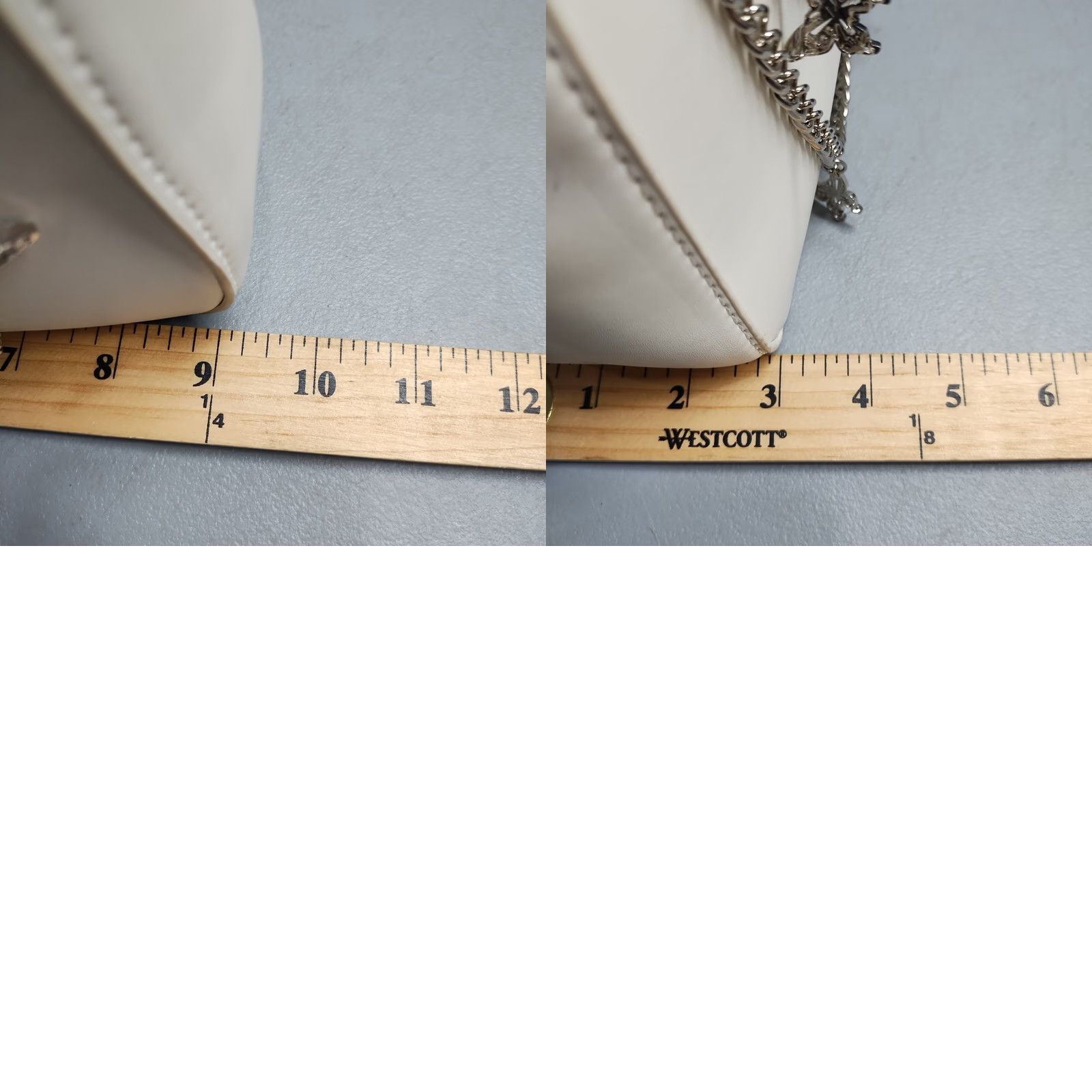 Vintage Womens Shoulder Bag White Leather Butterfly Chain Zip Closure Travel Handbag Size ONE SIZE - 8 Thumbnail