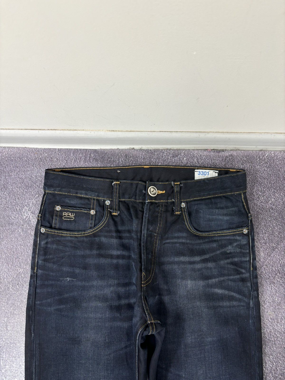G-Star Vintage G-Star Raw Avant Garde Hype Navy Denim Biker Jeans Size US 33 - 10 Thumbnail