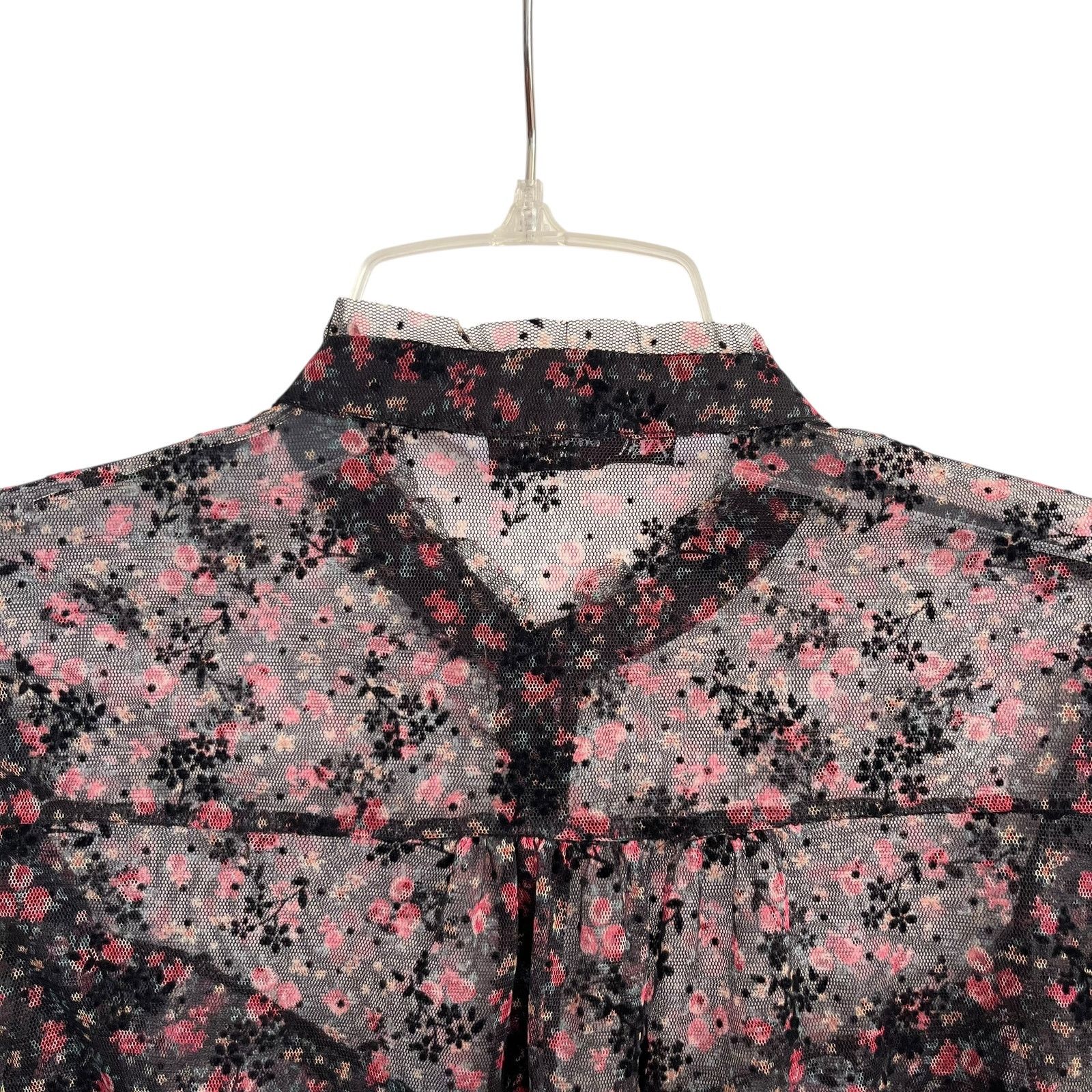 Zara ZARA Black Floral Sheer Ruffle Trim Blouse Size Small Size S / US 4 / IT 40 - 6 Thumbnail