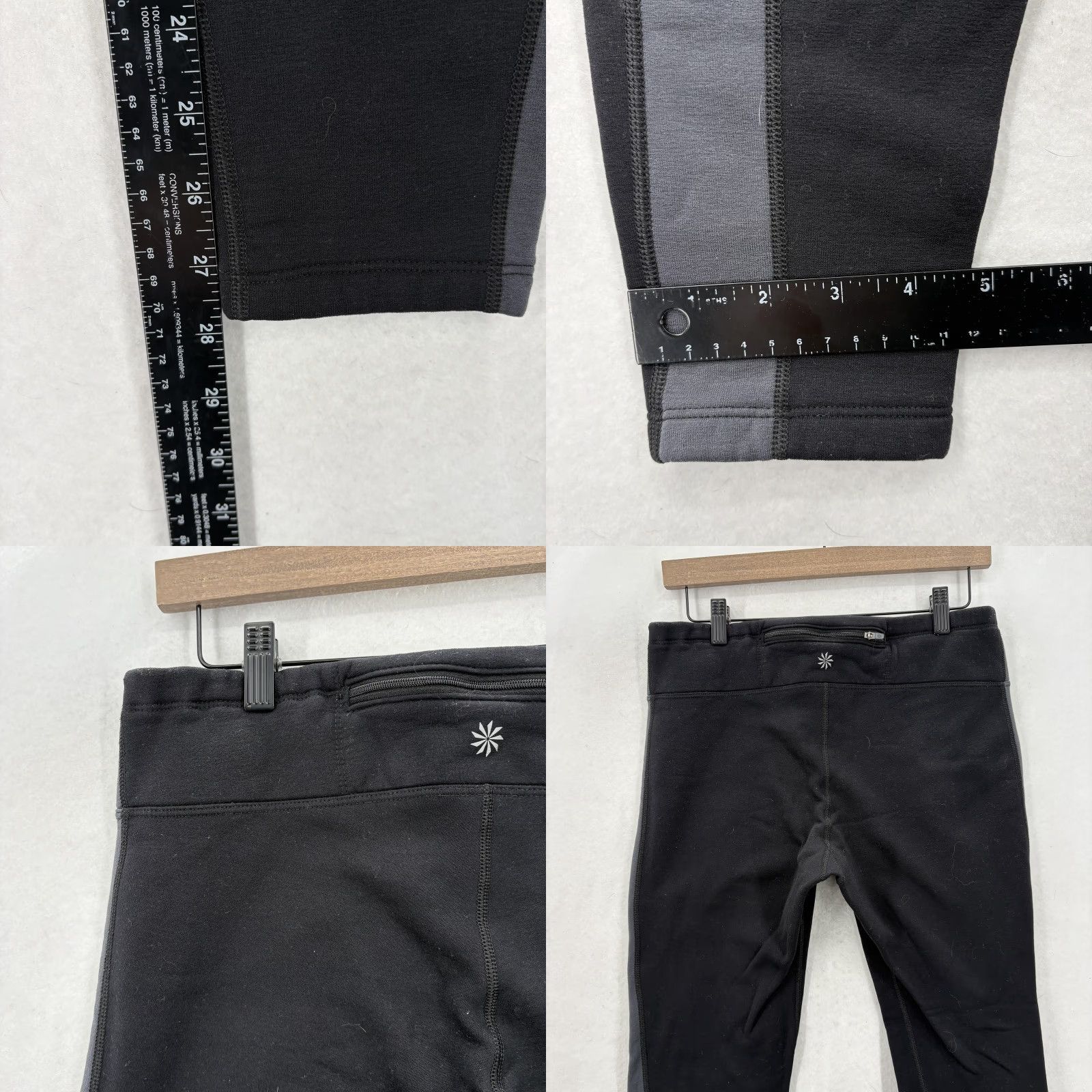 Athleta Athleta Leggings Womens L Black Colorblock Thermal Ankle Fleece Lined Zip Pocket Size 36" / US 14 / IT 50 - 8 Thumbnail