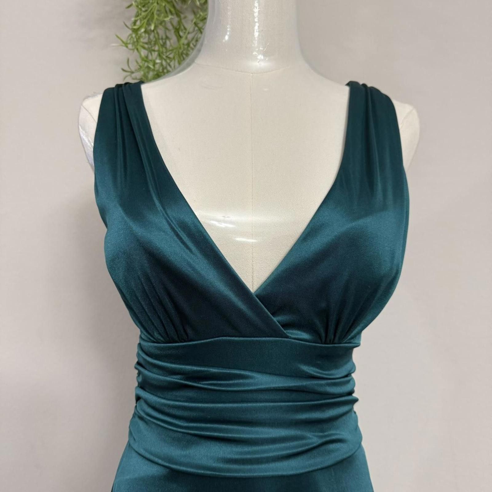 Designer Vintage y2k runched waist fairy teal cross back dress size s Size S / US 4 / IT 40 - 4 Thumbnail