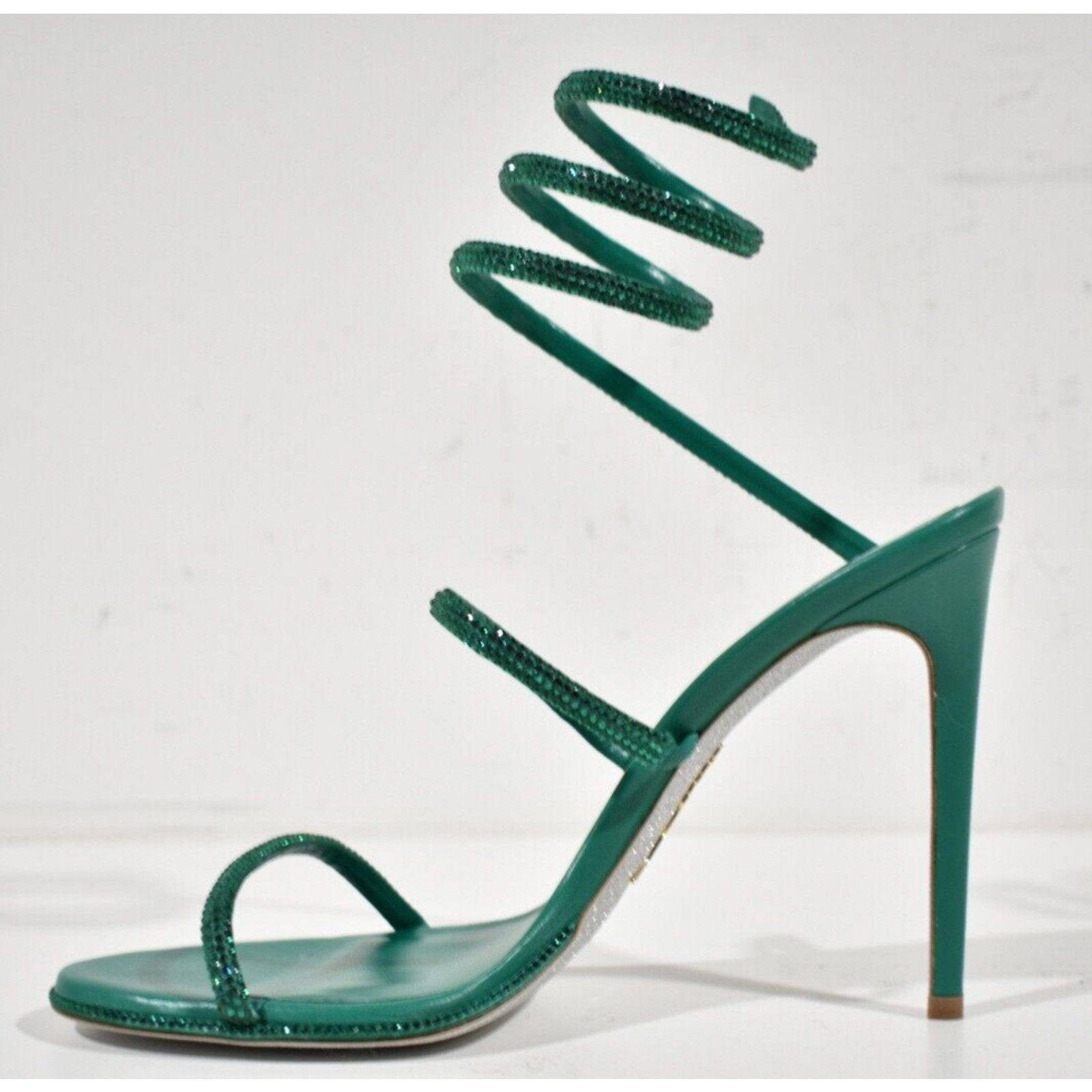 Rene Caovilla Cleo Emerald Crystal Ankle Wrap Strap Sandal Heel Pump 38 Size US 8 / IT 38 - 8 Thumbnail