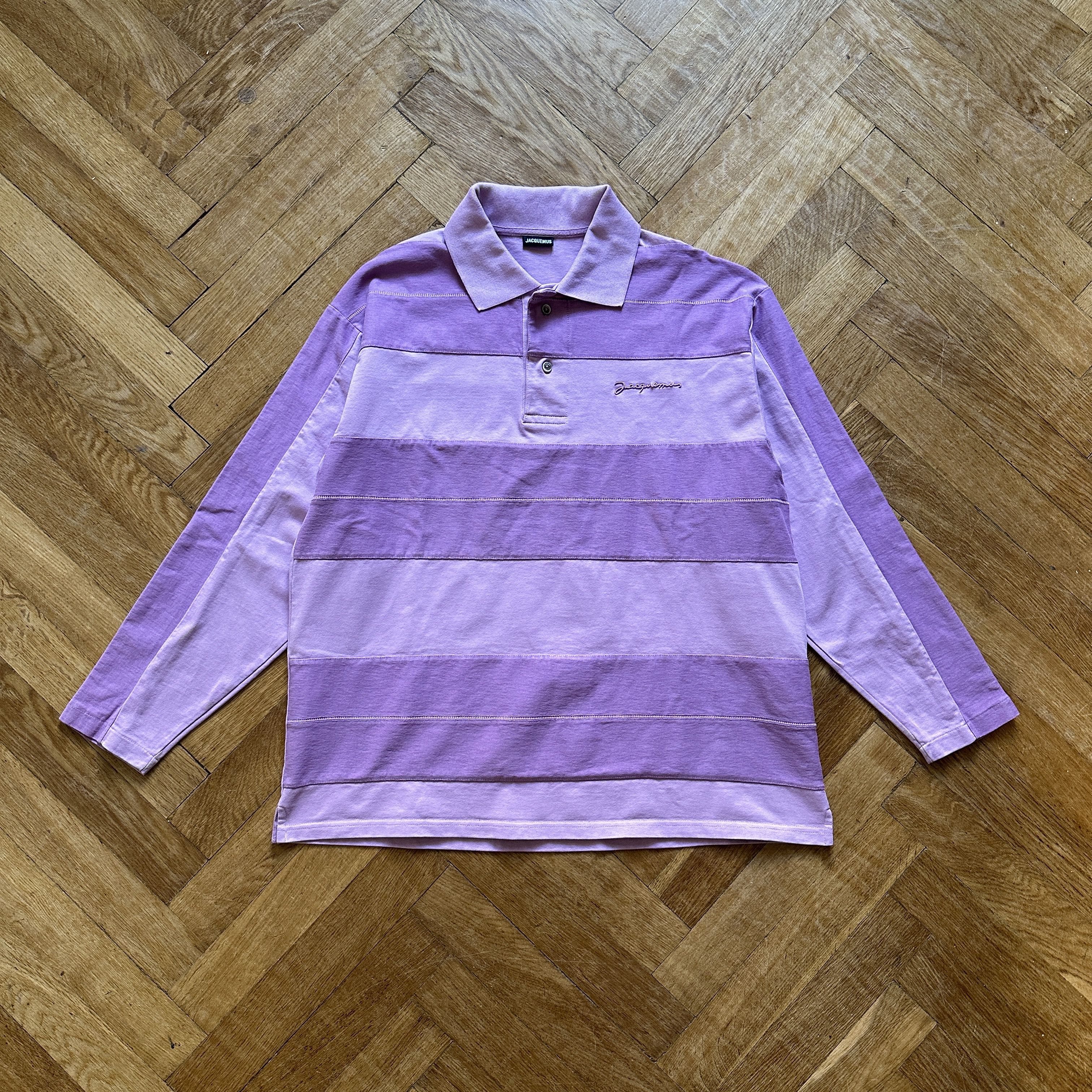 Jacquemus Purple Striped Polo Longsleeve Size US XL / EU 56 / 4 - 1 Thumbnail