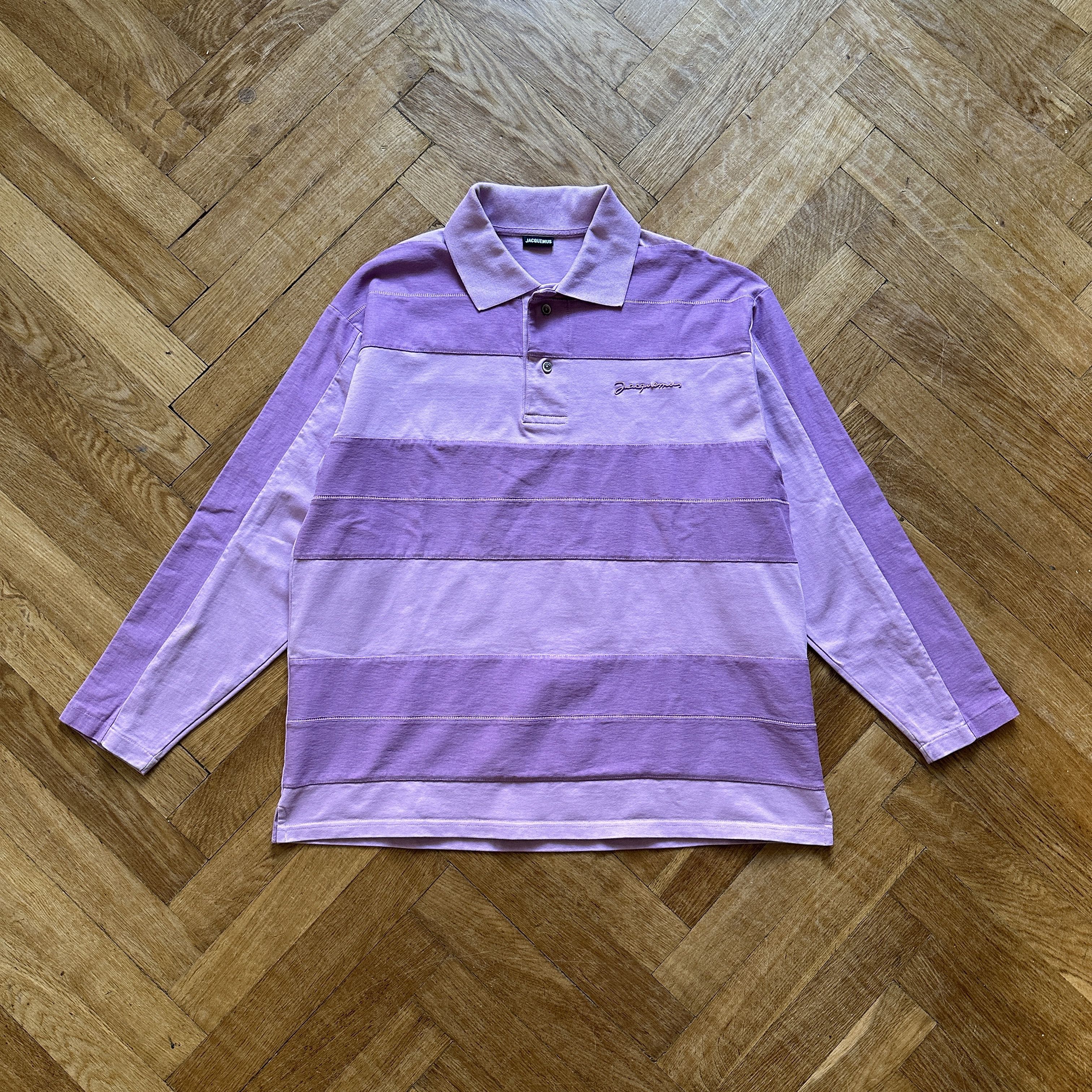 image of Jacquemus Purple Striped Polo Longsleeve, Men's (Size XL)