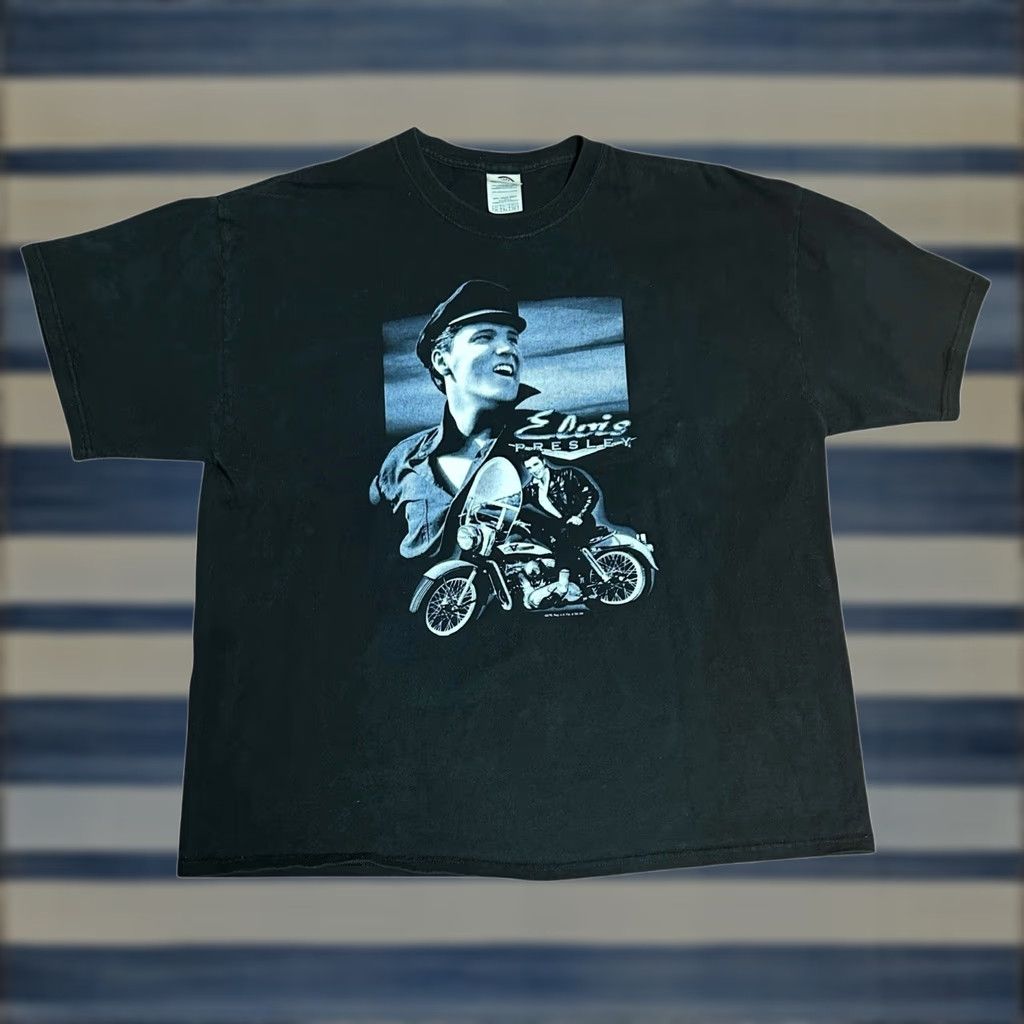 Vintage VINTAGE Elvis Presley Black Motorcycle T-Shirt Men XL Short Sleeve Crew Neck Shirt Mens Classic Size XL Black Logo James/Graceland Theme Size US XL / EU 56 / 4 - 1 Thumbnail