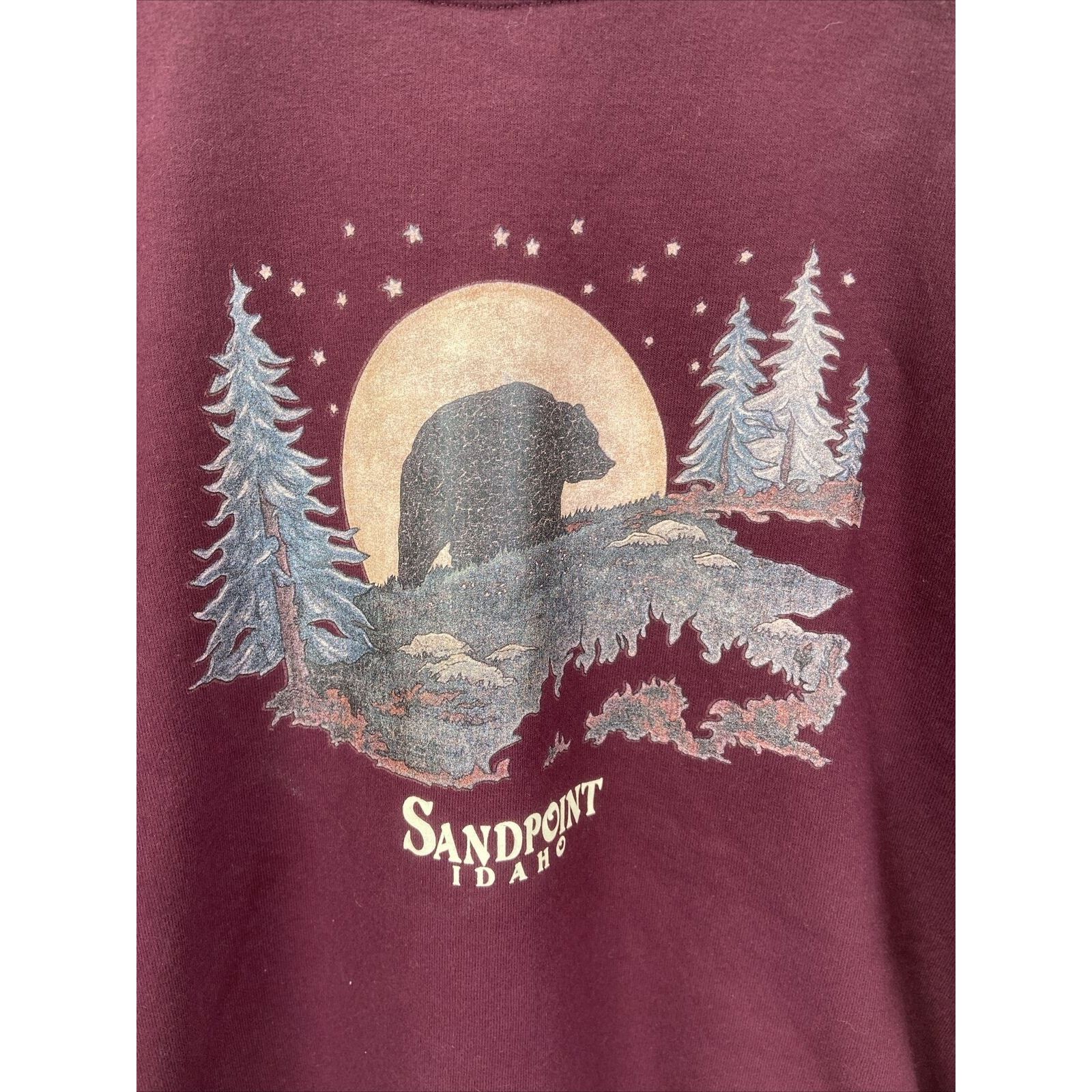 Vintage Sandpoint Idaho Bear Graphic Burgundy Sweatshirt Medium Size US M / EU 48-50 / 2 - 3 Thumbnail