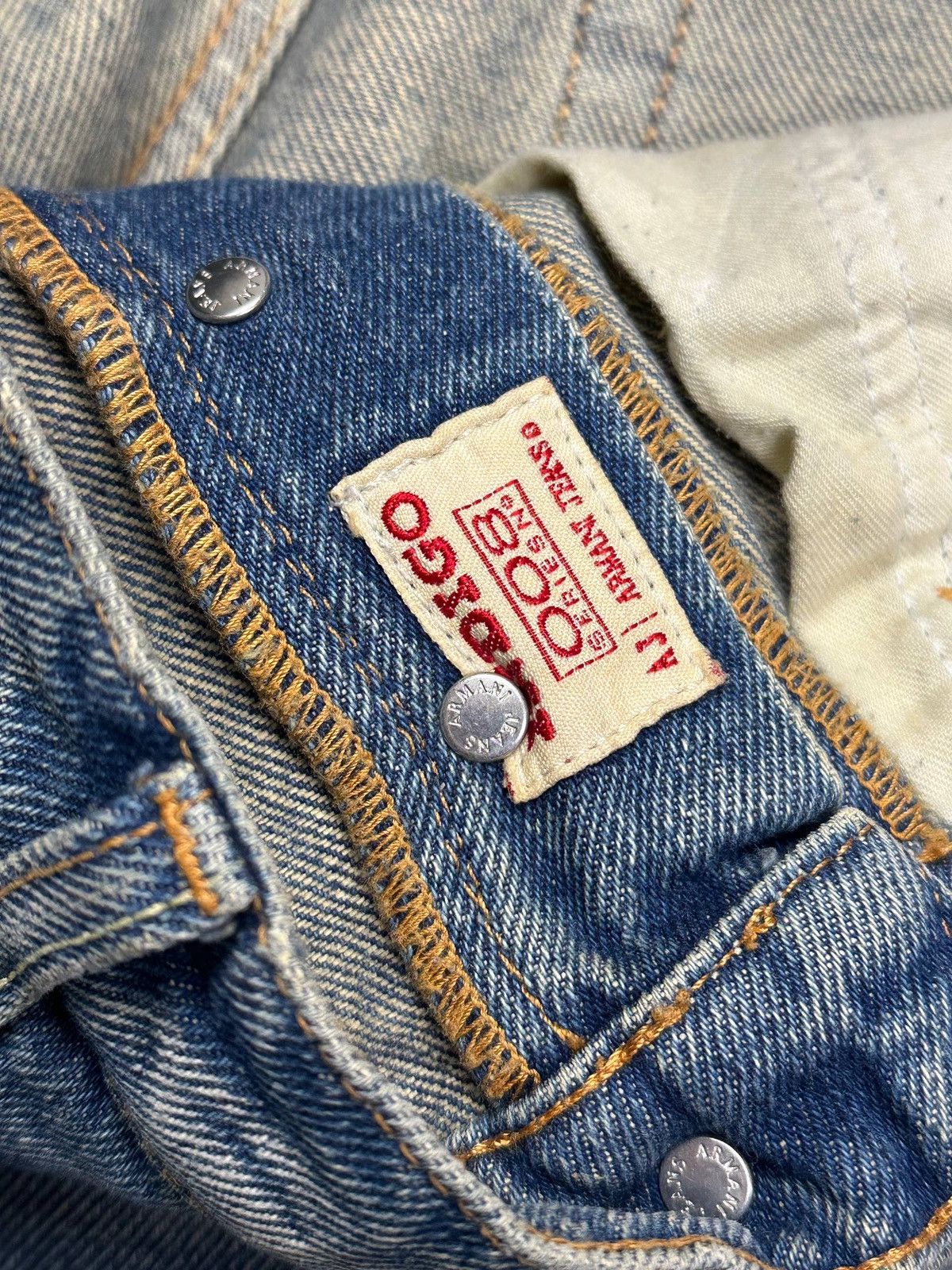 Emporio Armani Vintage Armani Metal Logo Baggy Denim Jeans Pants Rare 33 Size US 33 - 12 Thumbnail