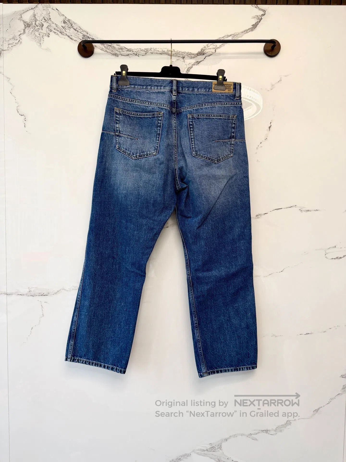 Dior Dior Dark Blue Leather Patch Straight Jeans. Size US 26 / EU 42 - 2 Thumbnail