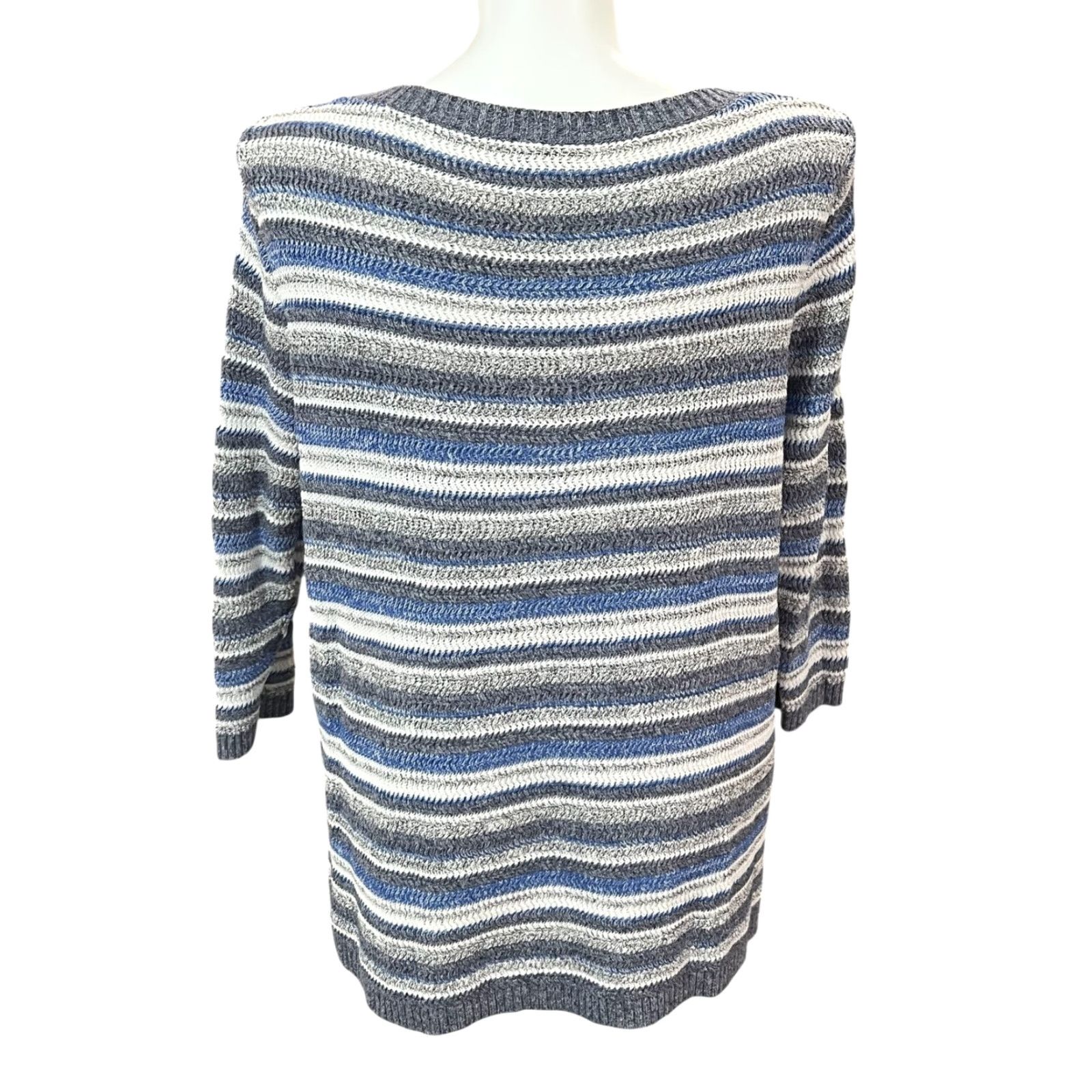 Talbots Talbots Sweater Women's 3X Plus Gray Oatmeal Blue Striped Knit 3/4 Sleeve EUC Size XXL / US 16-18 / IT 52-54 - 5 Thumbnail