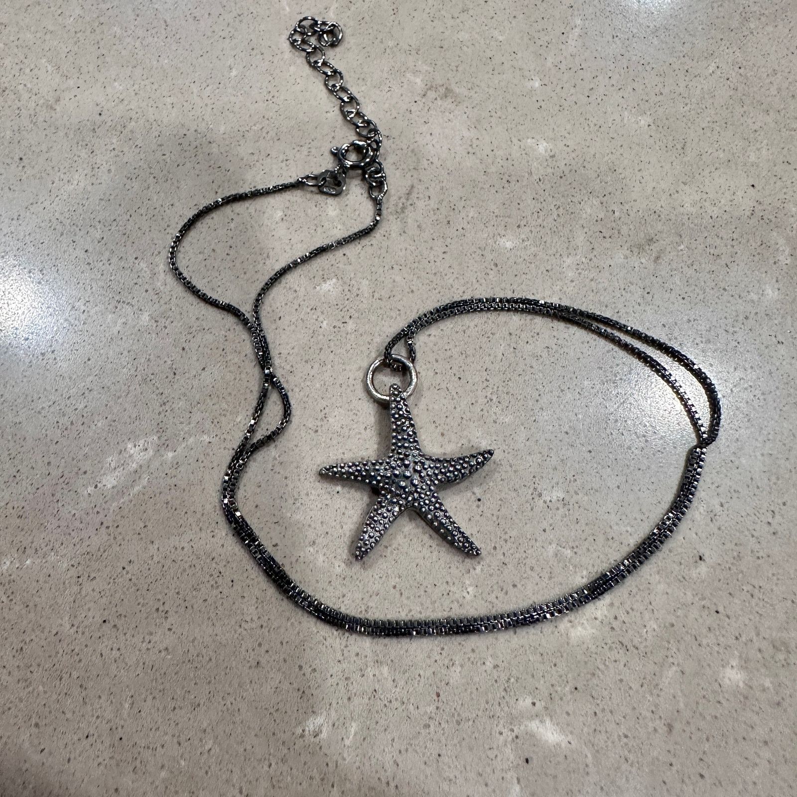The Unbranded Brand Sterling Silver Starfish Necklace, Black Rhodium Box Chain Size ONE SIZE - 2 Thumbnail