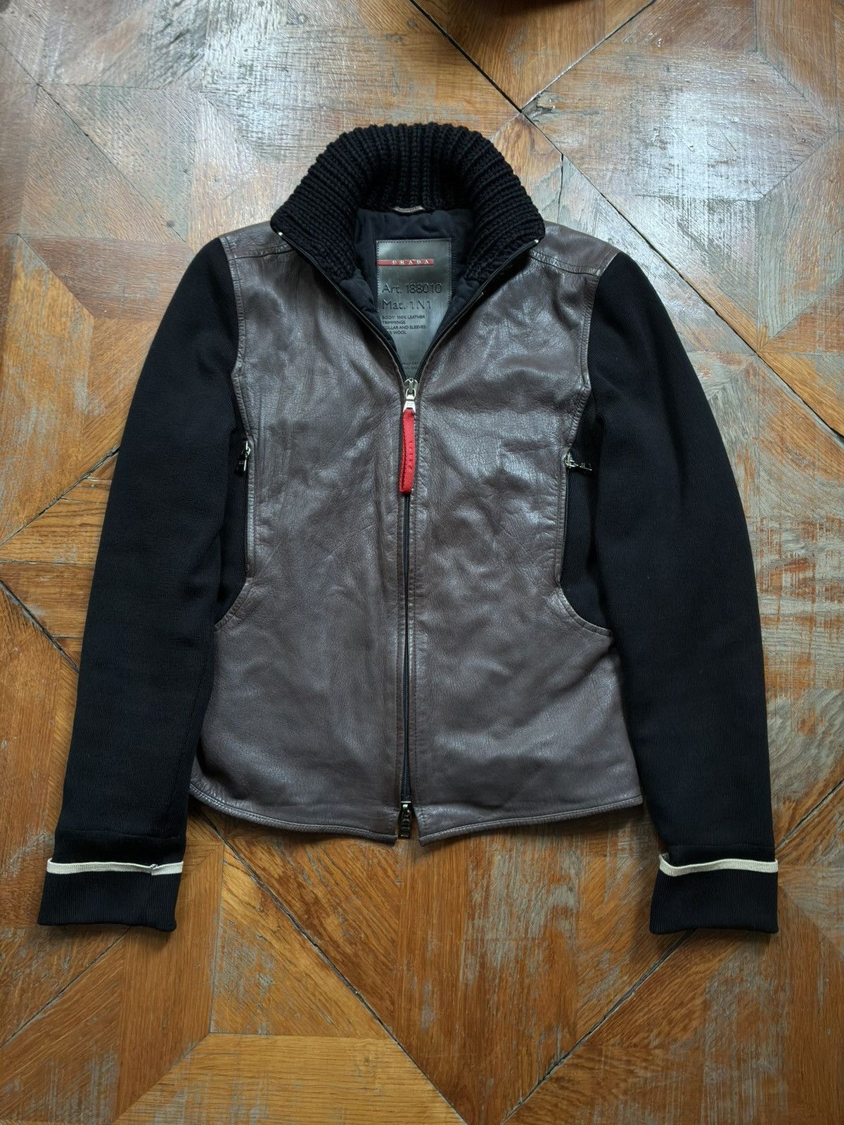 Prada 2000s Prada Milano Leather/Wool hybrid biker jacket Size US S / EU 44-46 / 1 - 1 Thumbnail