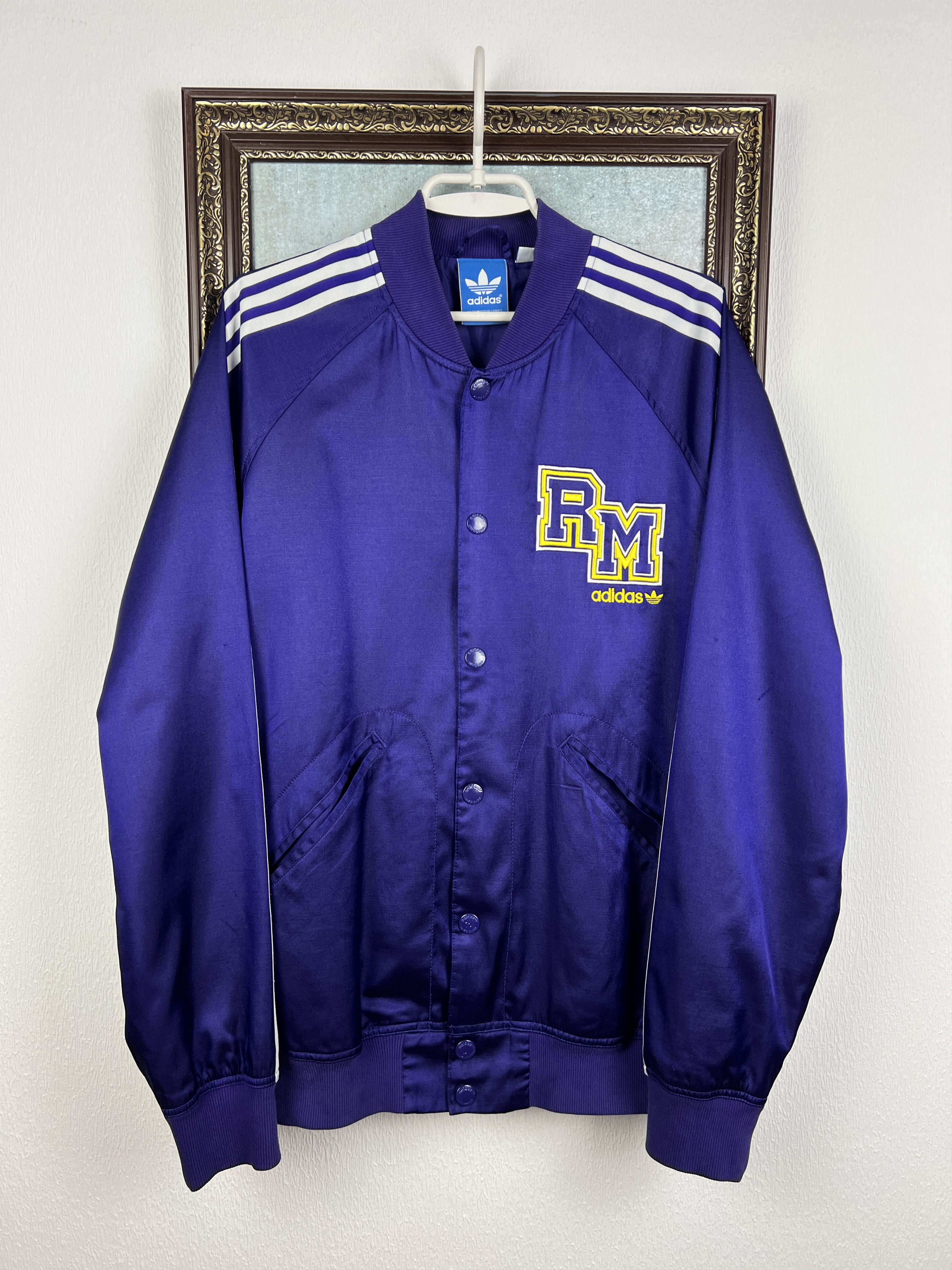 Adidas Originals Real Madrid Football Satin Jacket Bomber Track Top Size US XL / EU 56 / 4 - 2 Thumbnail
