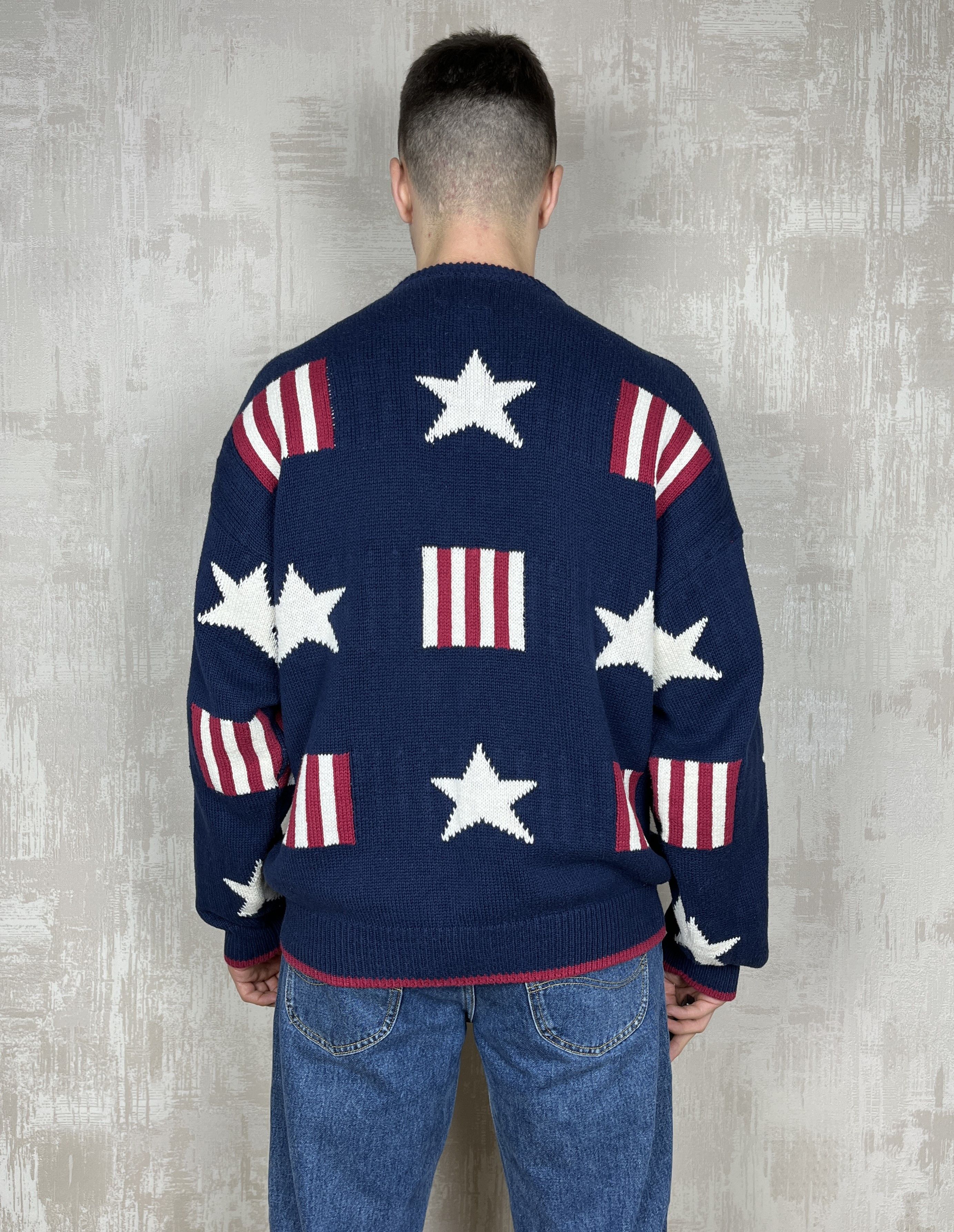 Vintage 90s Old Glory America Flag Stars Stripes USA Vintage Sweater Size US L / EU 52-54 / 3 - 11 Thumbnail