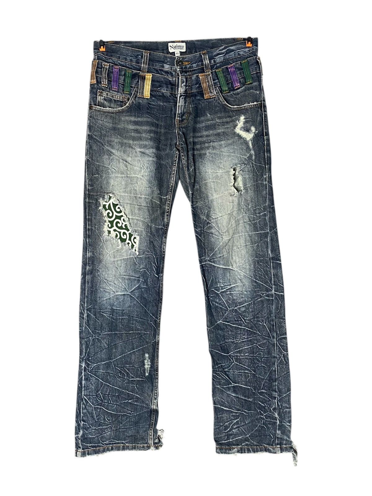 Rare Nylaus Japan Double Waist Claw Mark Denim