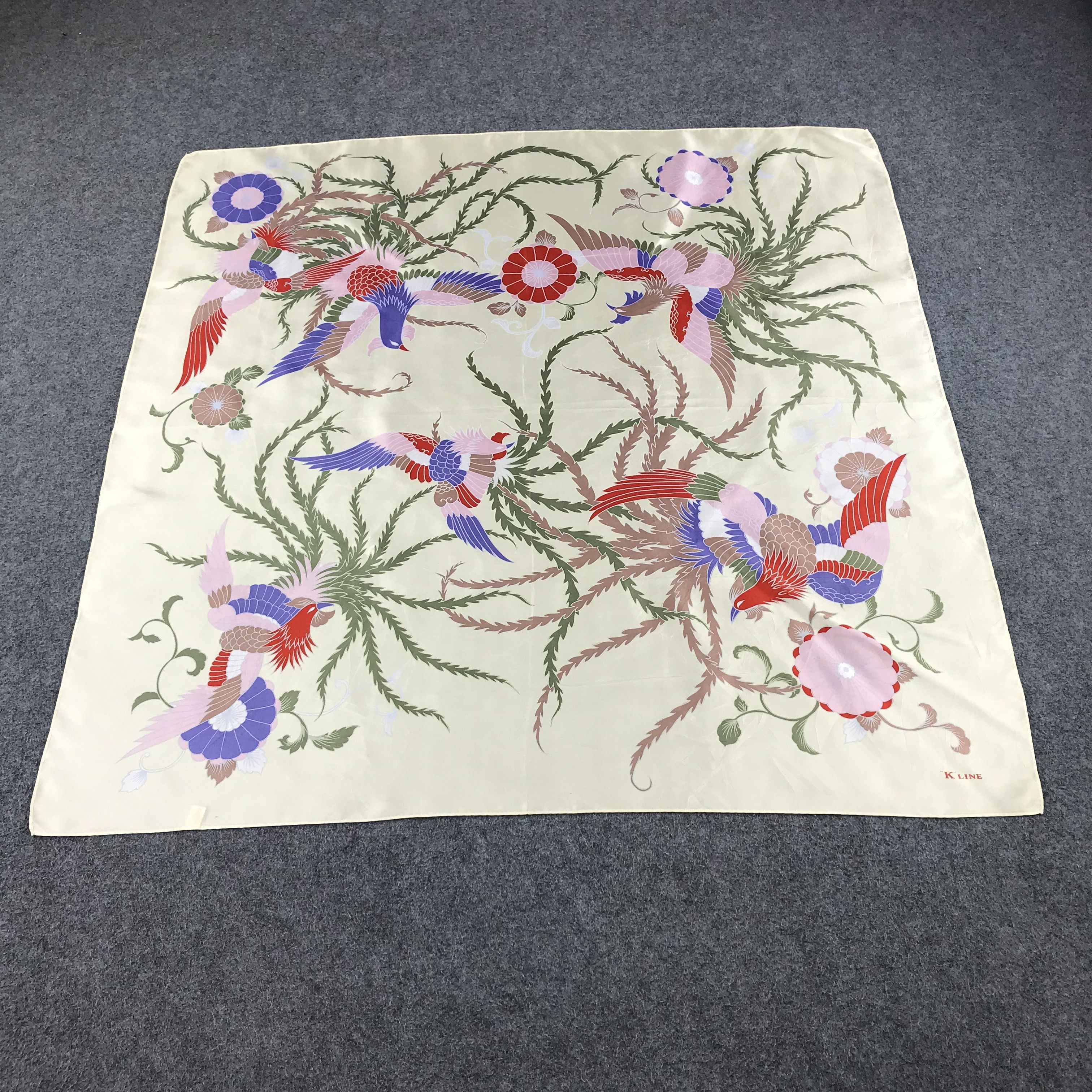 Japanese Brand K. Line Birds Silk Scarf M159 Size ONE SIZE - 2 Thumbnail