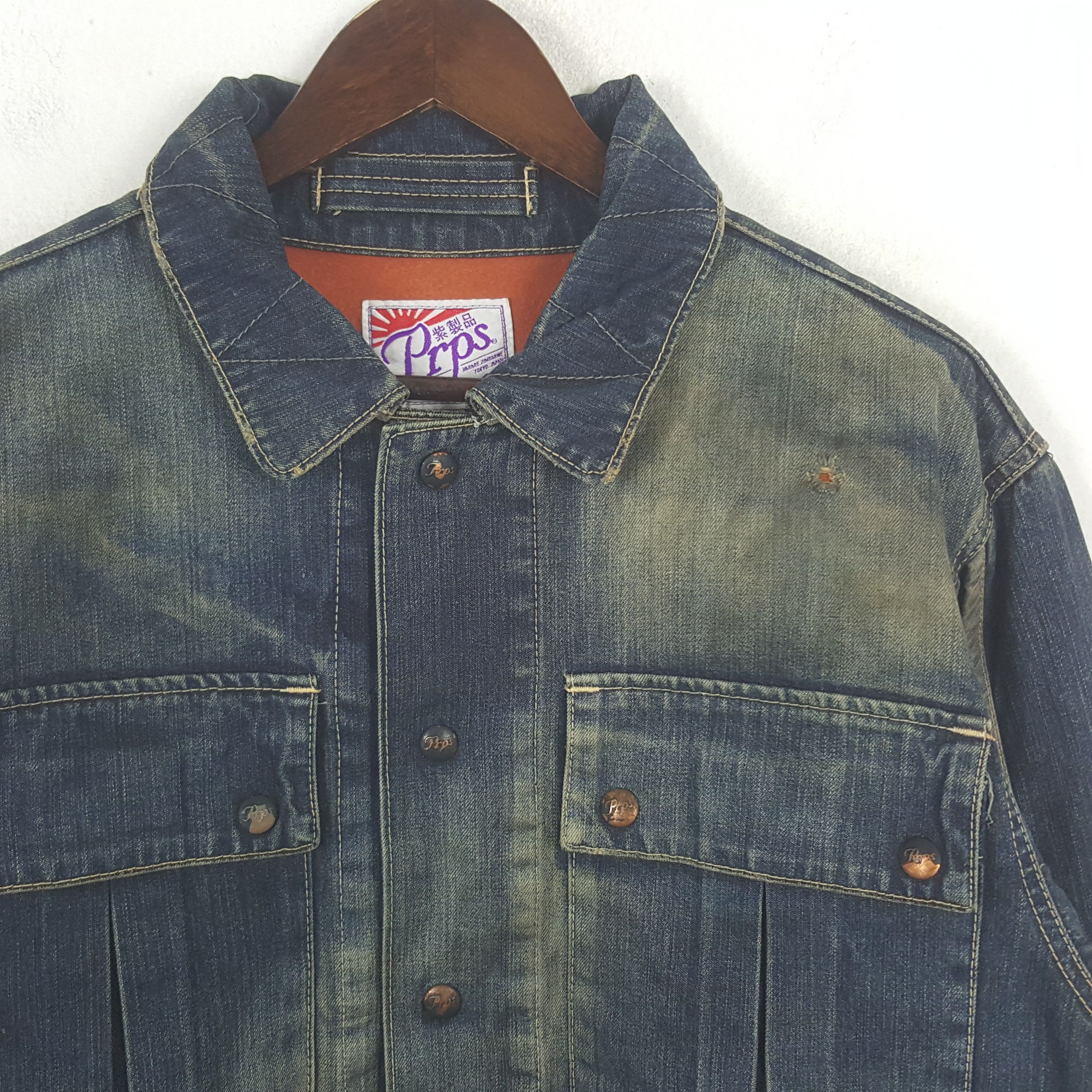 Prps Vintage PRPS Acid Wash Denim Bikers Punk Jacket Size US M / EU 48-50 / 2 - 2 Thumbnail