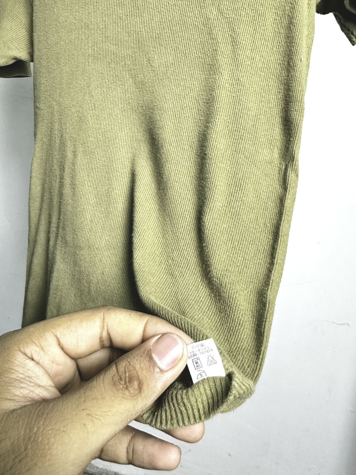 Helmut Lang 90’s Helmut Lang Army Ribbed Tshirt Size US S / EU 44-46 / 1 - 7 Thumbnail