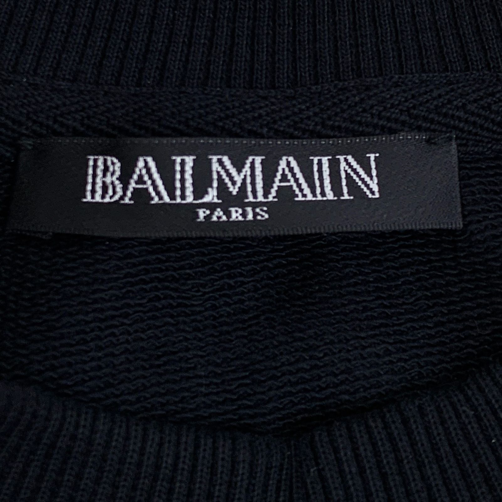 Balmain Balmain Paris Black Cotton Logo Sweatshirt Round-Neck Long-S Size US S / EU 44-46 / 1 - 2 Thumbnail