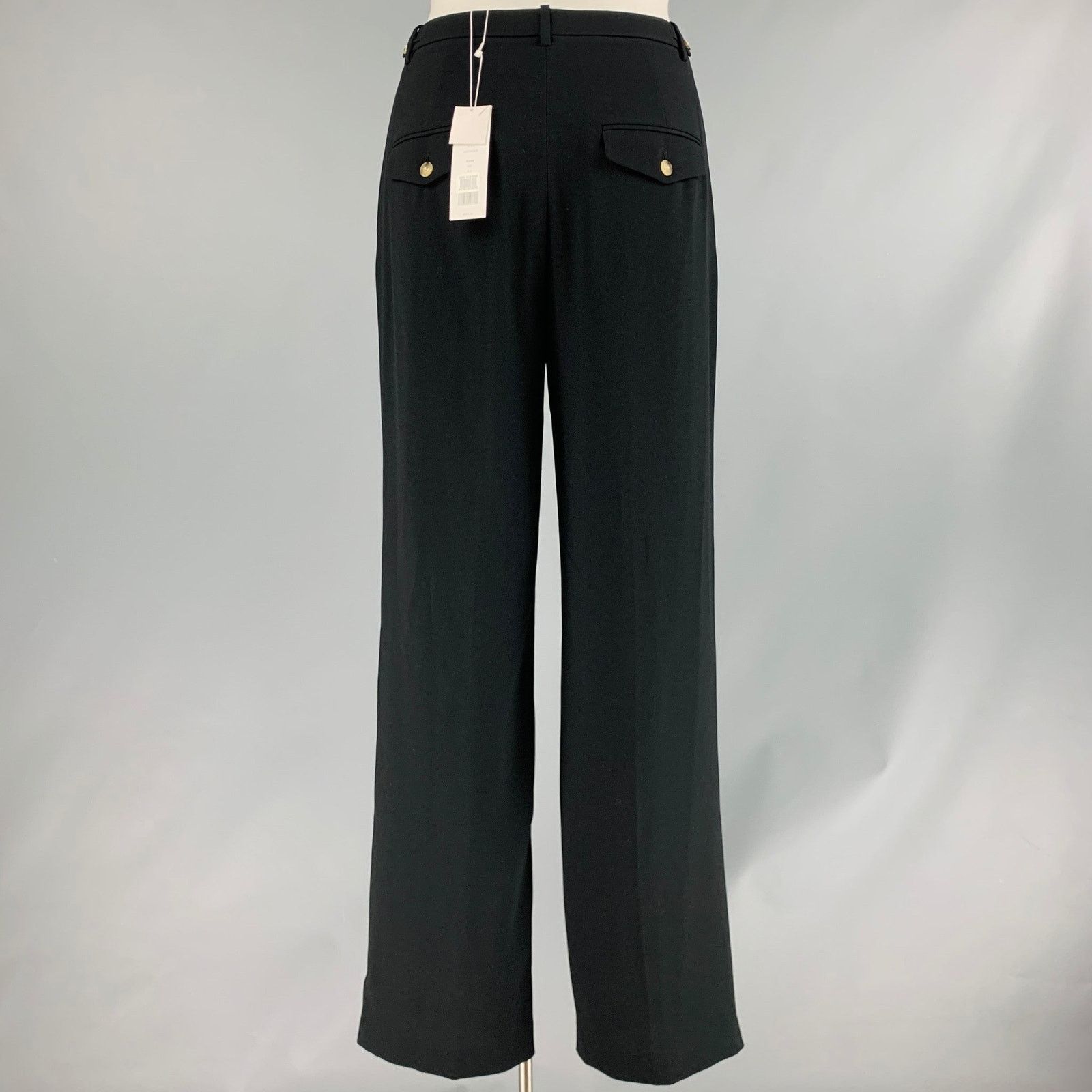 Vince VINCE Size 12 Black Triacetate Blend Zip Fly Dress Pants Size 34" / US 12 / IT 48 - 3 Thumbnail