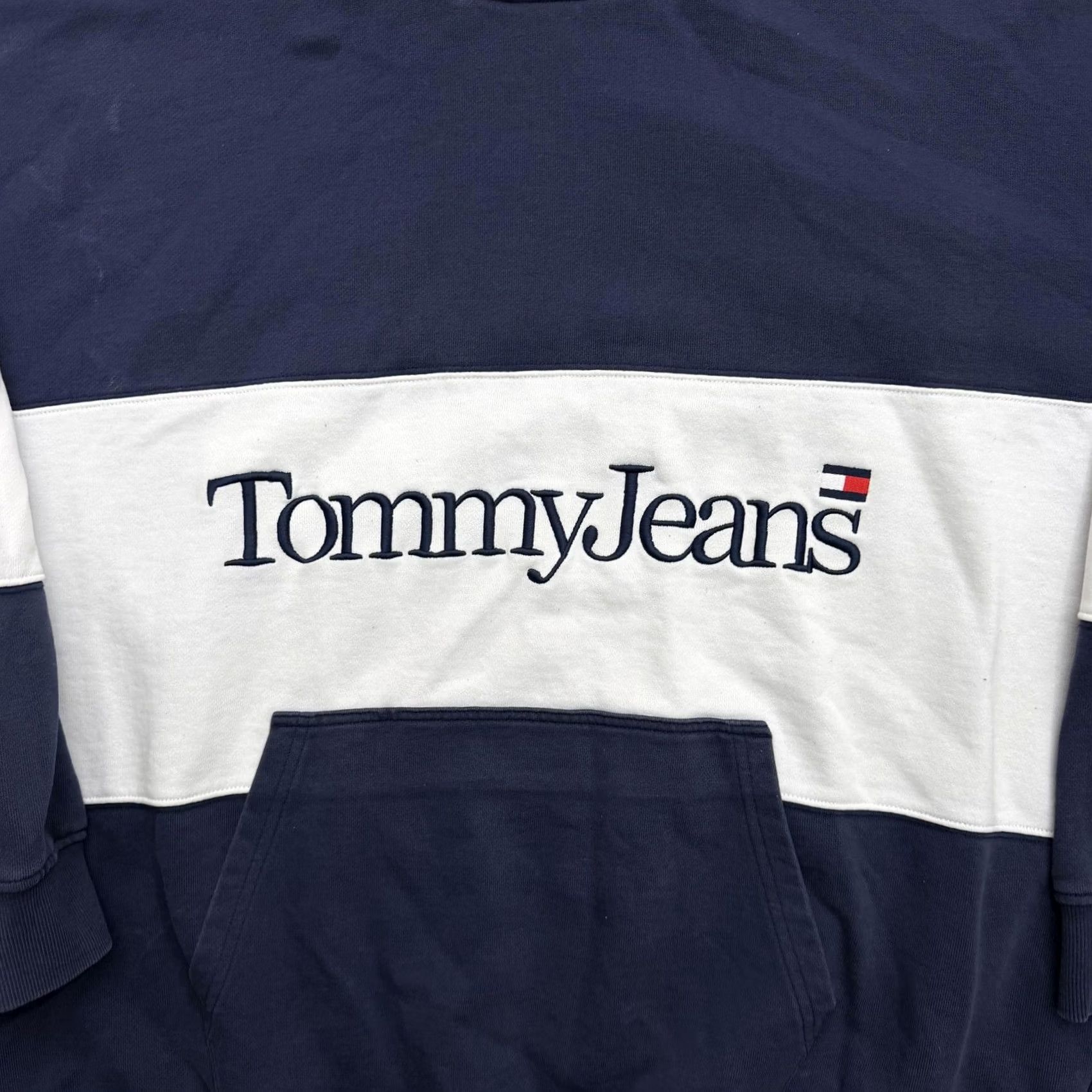 Tommy Hilfiger Tommy Hilfiger Hooded Sweater 2XL Blue Fleece Pullover Mens Crew Neck Logo Embroidered Pockets Size US XXL / EU 58 / 5 - 3 Thumbnail