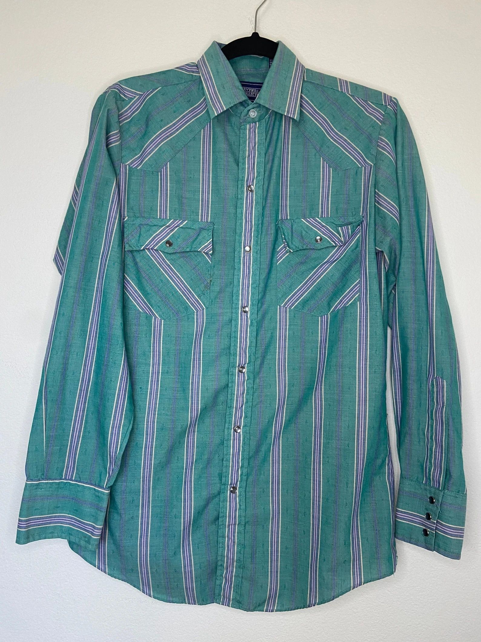 Vintage Mervyn's Western Striped Pearl Snap Button Up