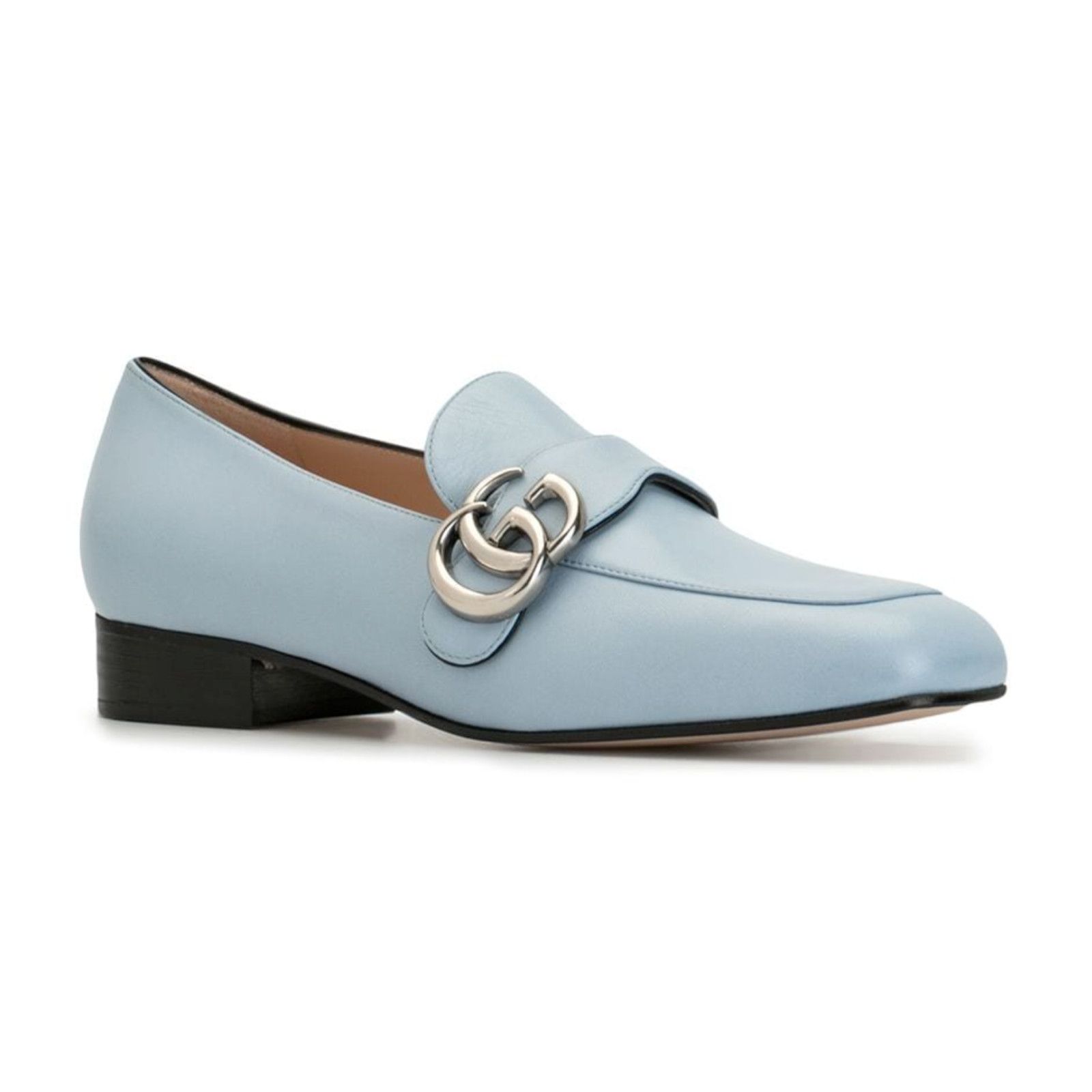 Gucci Gucci Marmont Blue Silver Double GG Logo Block Heel Size US 10 / IT 40 - 4 Thumbnail
