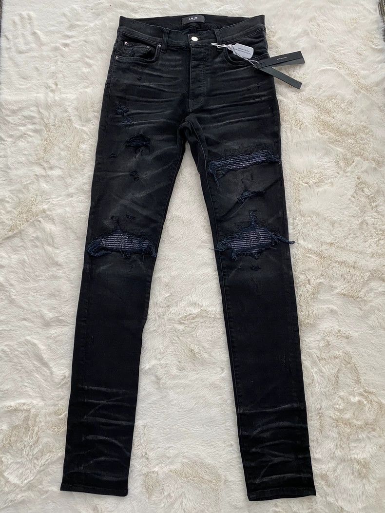 Amiri Amiri Black Purple Floral Patchwork Jeans Size US 32 / EU 48 - 1 Thumbnail