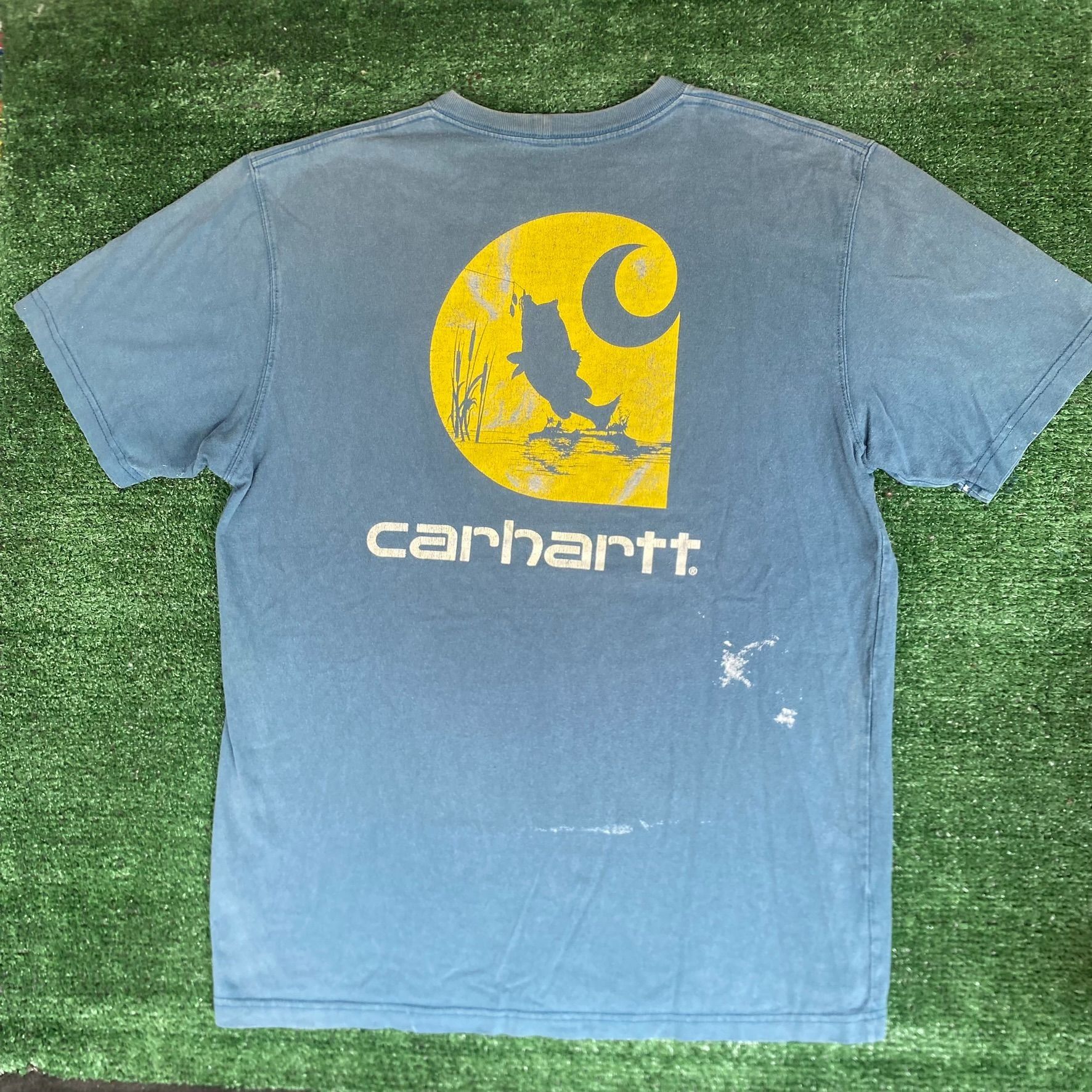 Carhartt Vintage Y2K Carhartt Logo Shirt Blue Workwear Grunge Tee Size US M / EU 48-50 / 2 - 1 Thumbnail