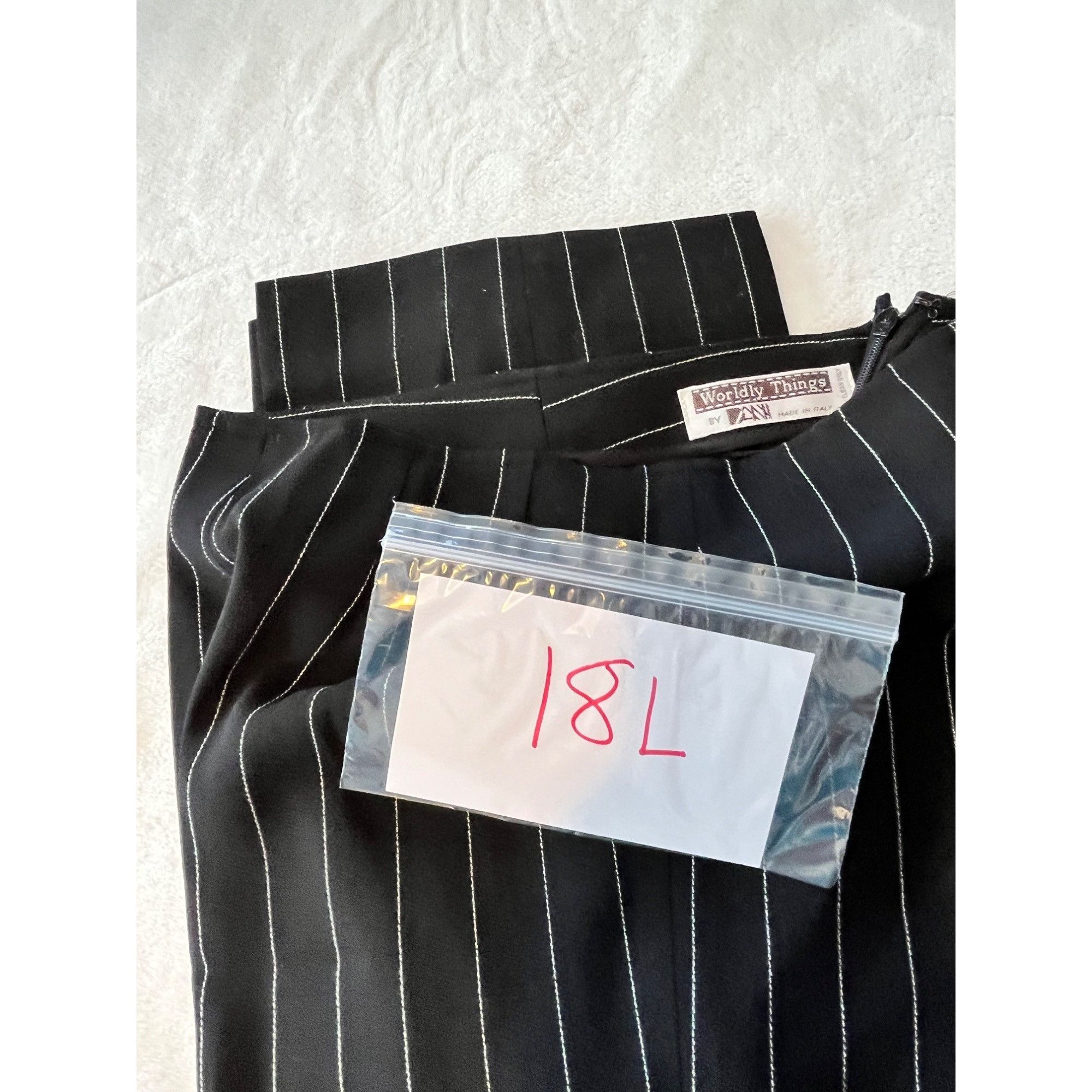 Vintage Worldly Things Pinstriped Wool Pants Womens Sz 12 Black & Wh Size 34" / US 12 / IT 48 - 9 Thumbnail