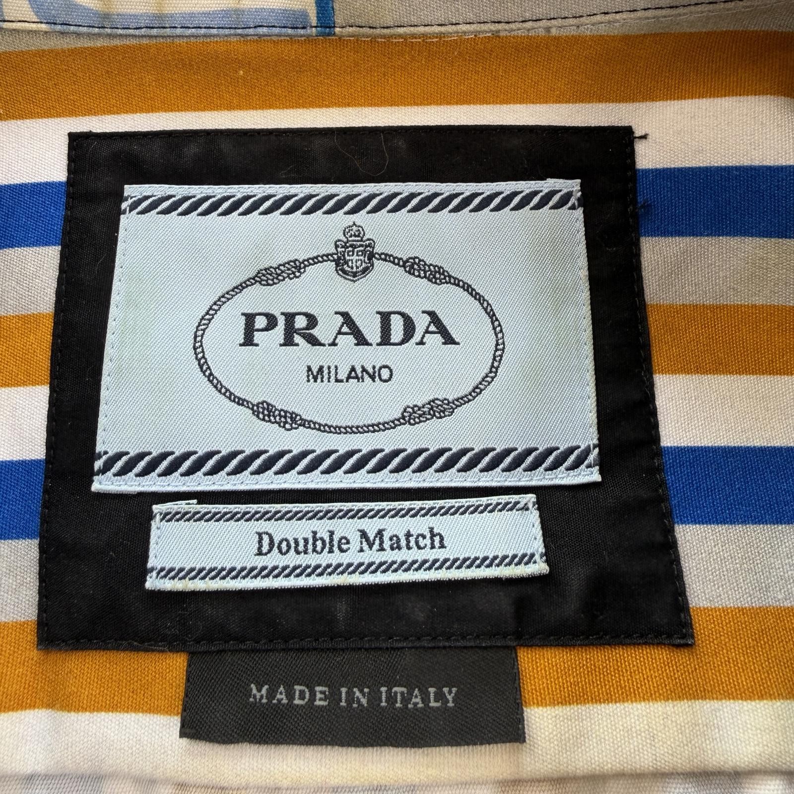 Prada Prada Double Match Shirt XL Split Flame Stripe Button Up Size US XL / EU 56 / 4 - 4 Thumbnail