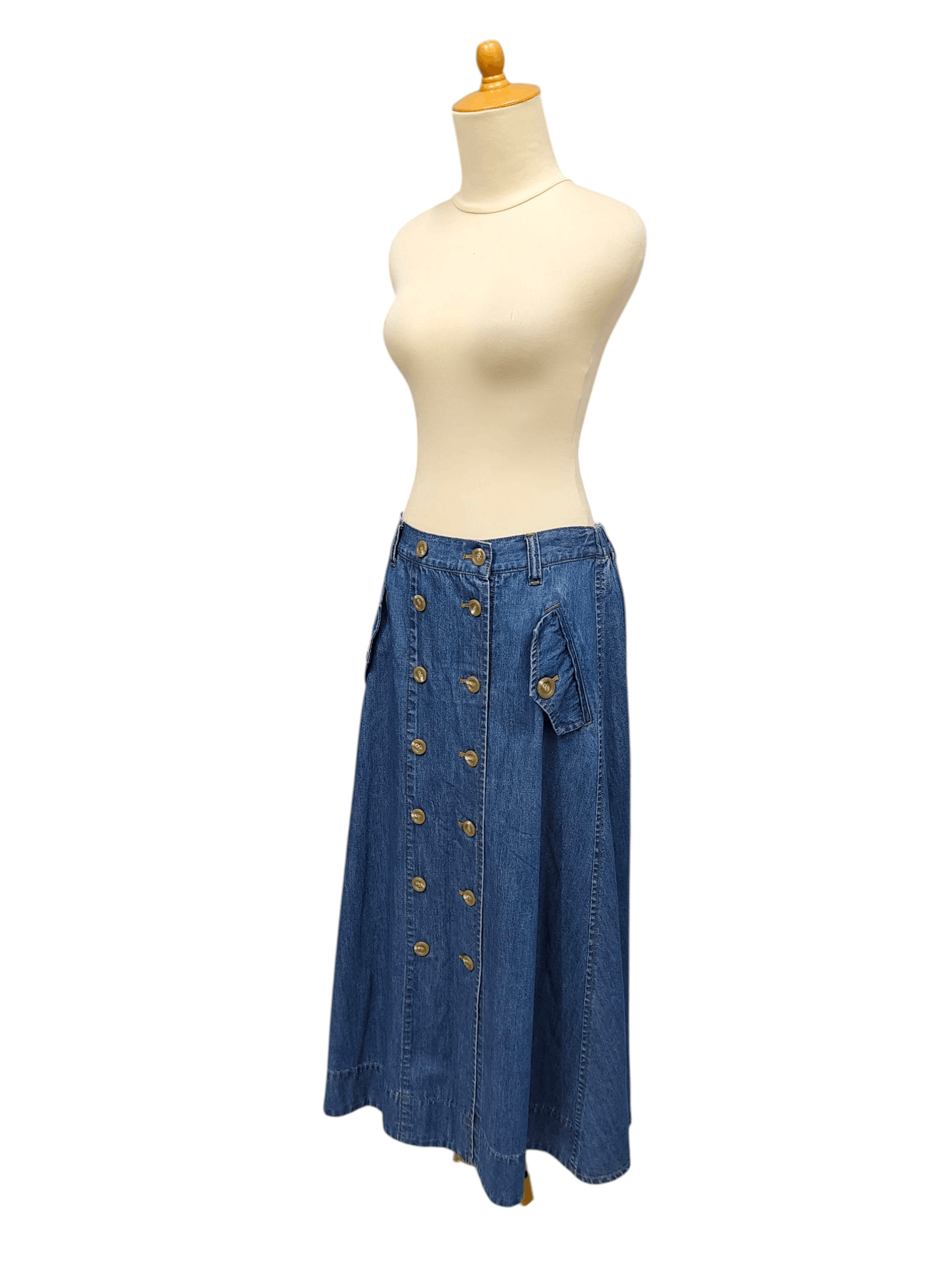 Frapbois SAMPLE🔥Frapbois🇯🇵 A-Line Wide Flare Denim Skirt Size 32" / US 10 / IT 46 - 2 Thumbnail