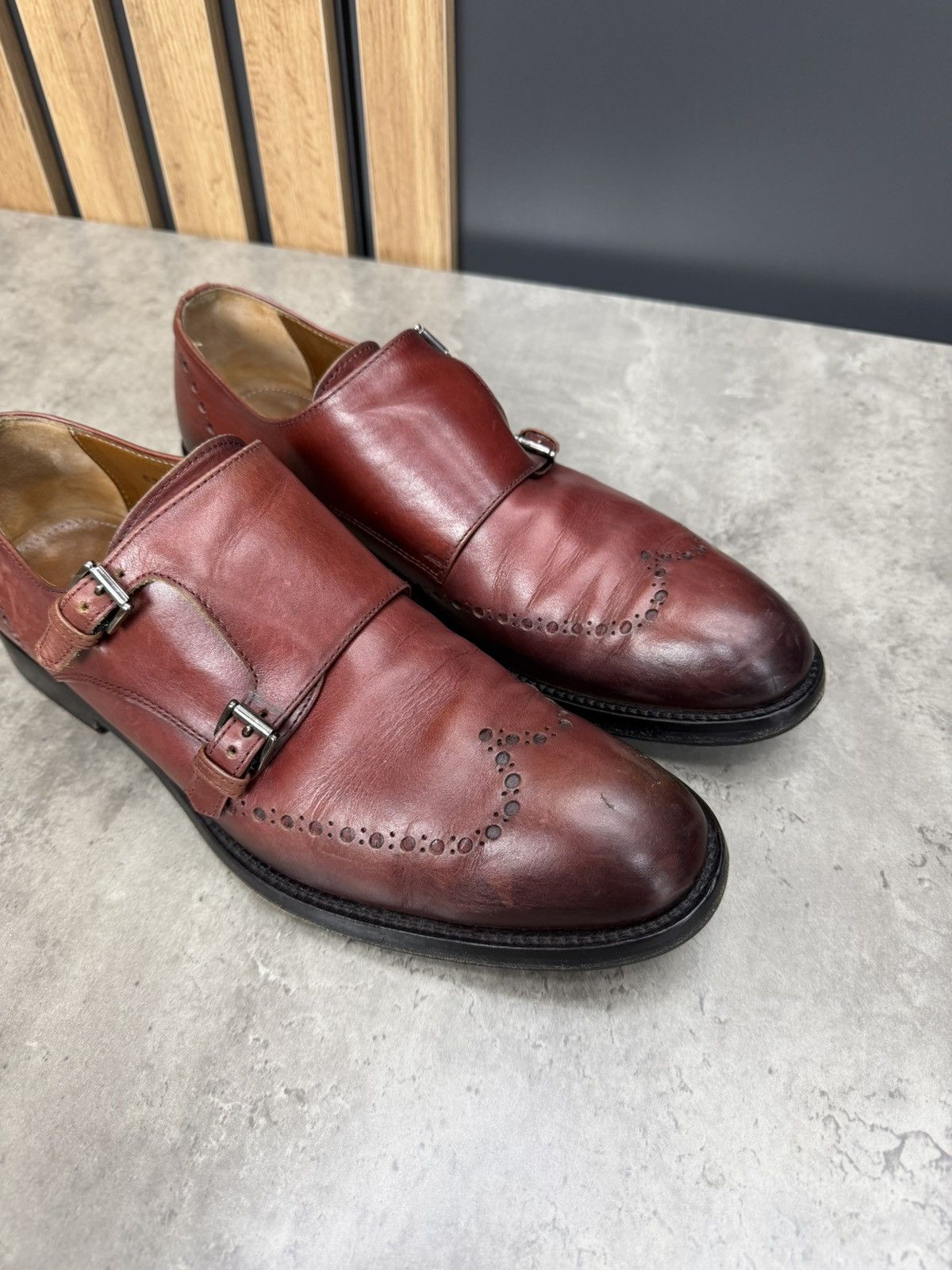 Antonio Maurizi Antonio Maurizi Double Monk Strap Leather Shoes Burgundy Size US 9 / EU 42 - 3 Thumbnail