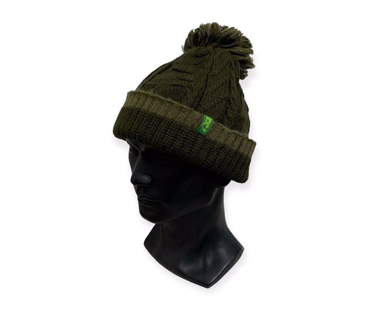 image of Knit Bobble Beanie Hat in Green, Men's
