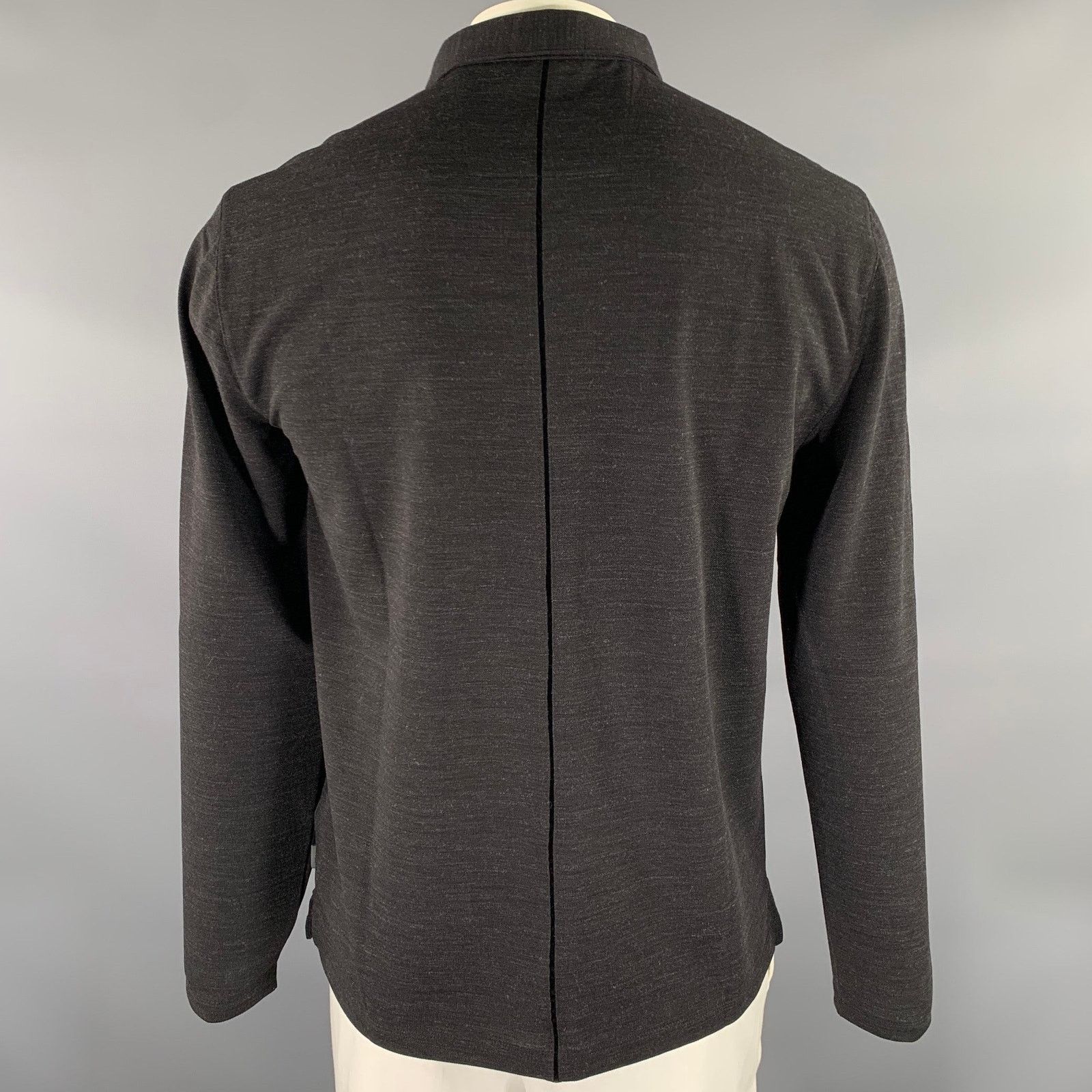 John Varvatos JOHN VARVATOS Size L Black Heather Wool Blend Long Polo Size US L / EU 52-54 / 3 - 3 Thumbnail
