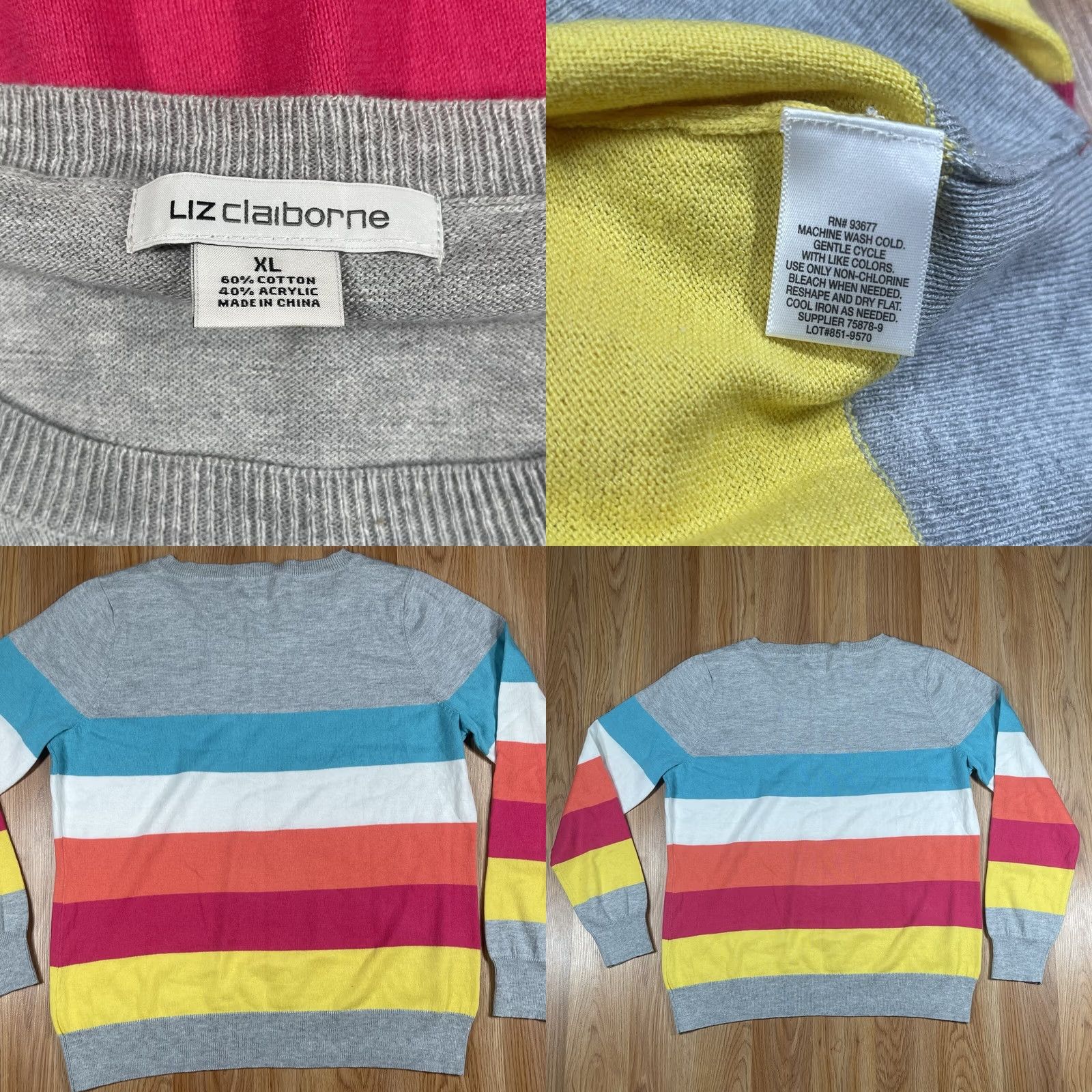 Liz Claiborne Liz Claiborne Knit Sweater Womens XL Round Crew Neck Long Sleeve Stripe Size XL / US 12-14 / IT 48-50 - 8 Thumbnail